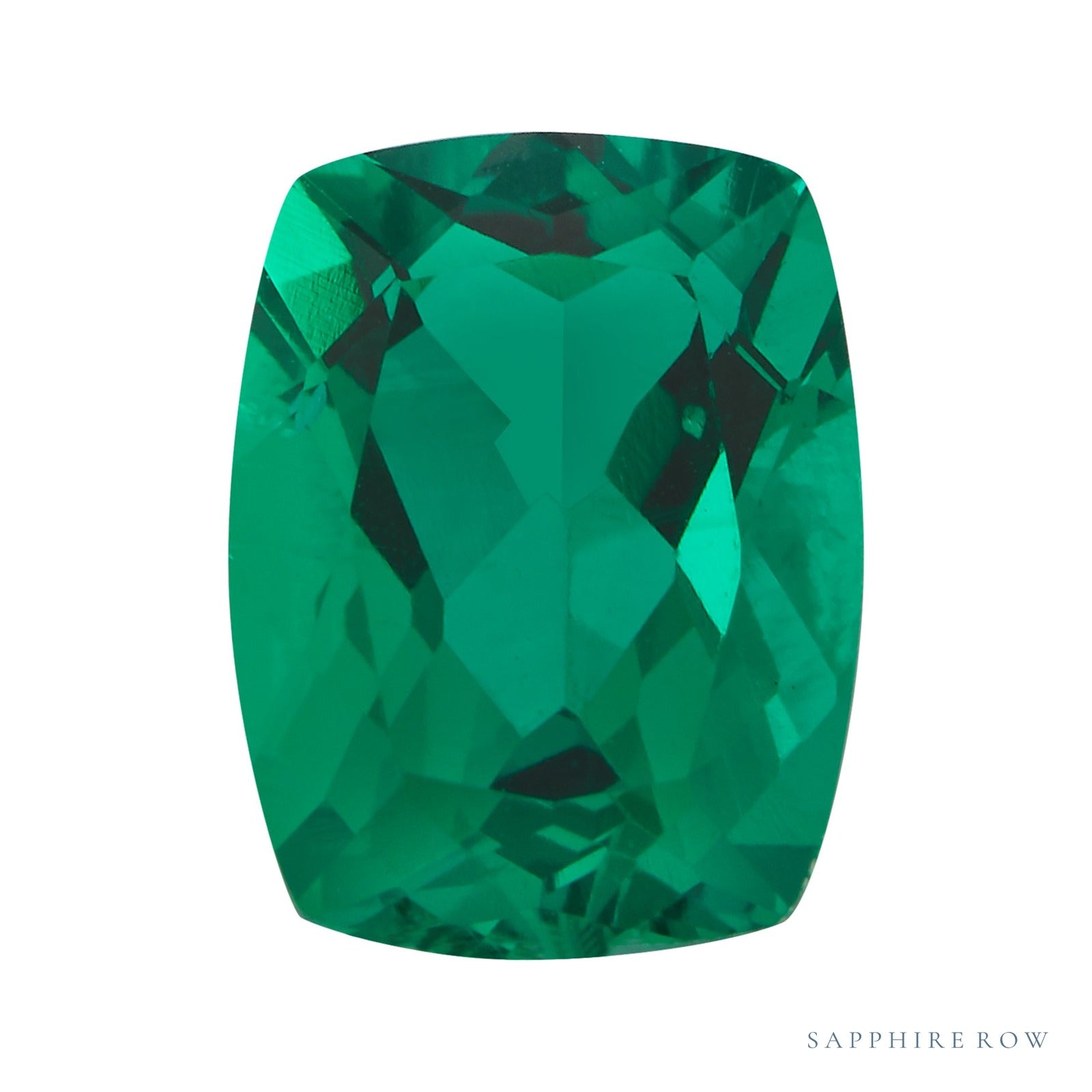 6x4 mm lab-grown green emerald, antique cushion cut | Sapphire Row · cut4