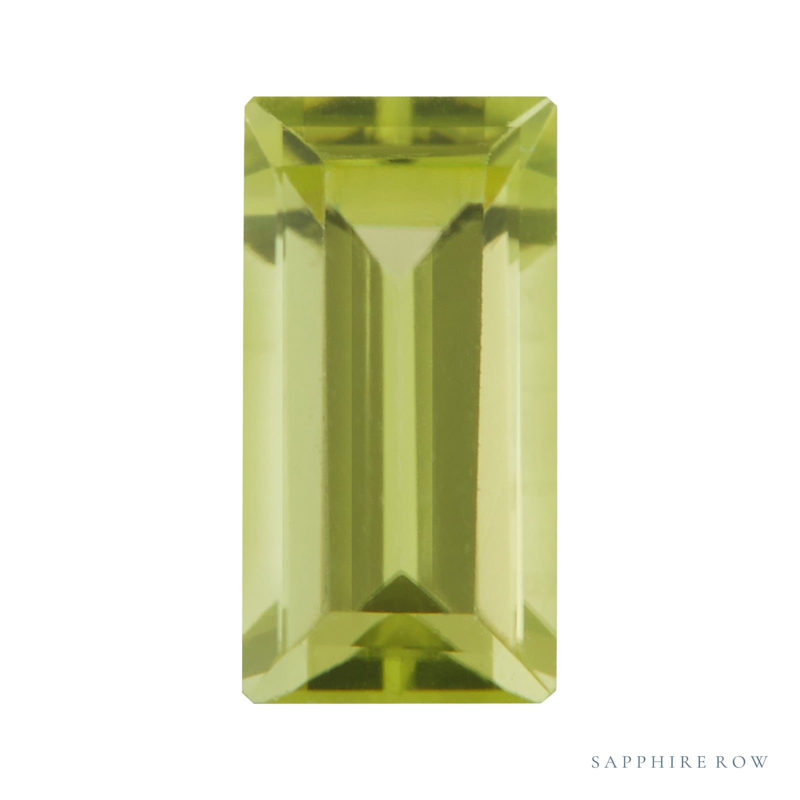 5x2 mm natural arizona green peridot, straight baguette cut | Sapphire Row · cut7