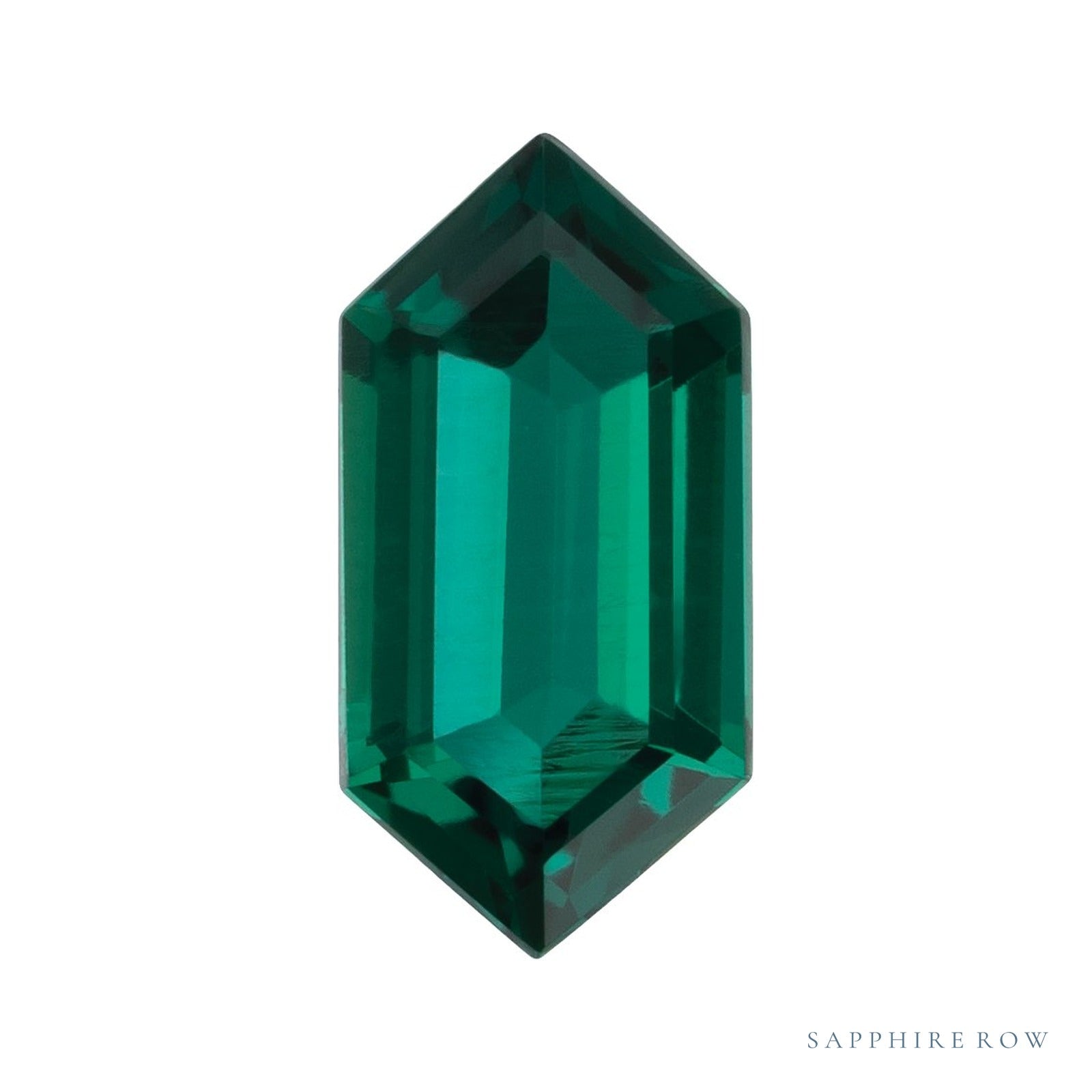 8x4 mm lab-grown green emerald, elongated hexagon cut | Sapphire Row · cut4