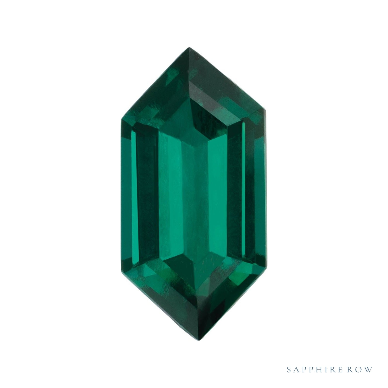 10x5 mm lab-grown green emerald, elongated hexagon cut | Sapphire Row · cut4