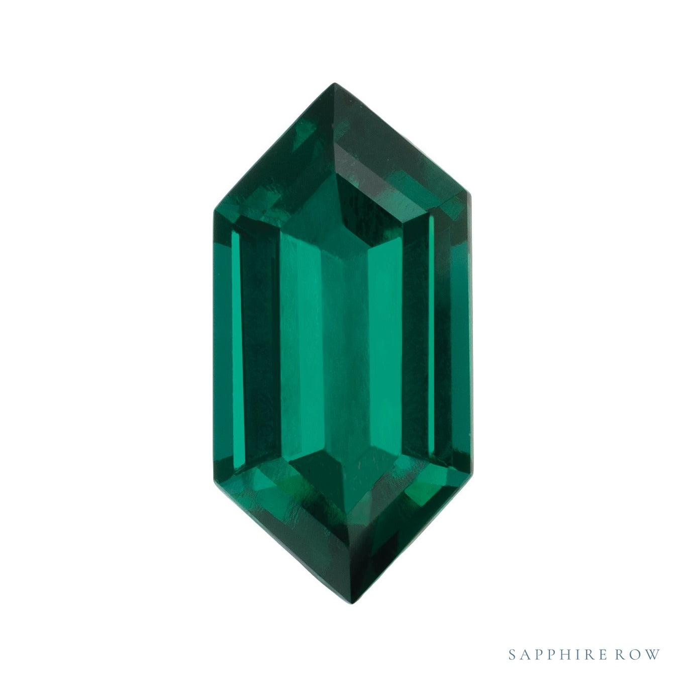 10x5 mm lab-grown green emerald, elongated hexagon cut | Sapphire Row · cut7