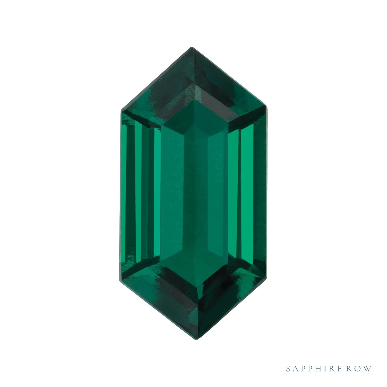 12x6 mm lab-grown green emerald, elongated hexagon cut | Sapphire Row · cut4