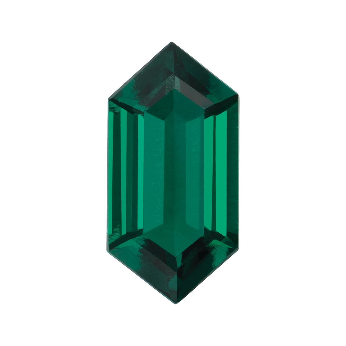 12x6 mm lab-grown green emerald, elongated hexagon cut | Sapphire Row · cut7