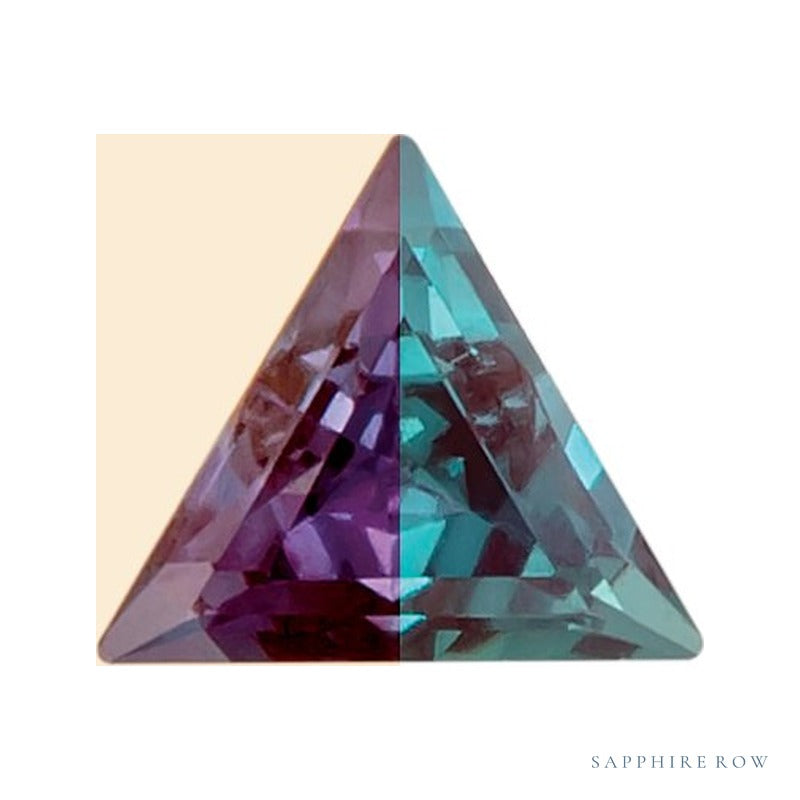 5 mm lab-grown color change alexandrite, triangle cut | Sapphire Row · cut7