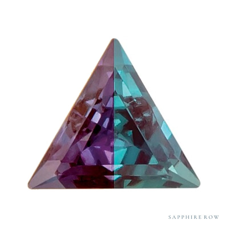 6 mm lab-grown color change alexandrite, triangle cut | Sapphire Row · cut7