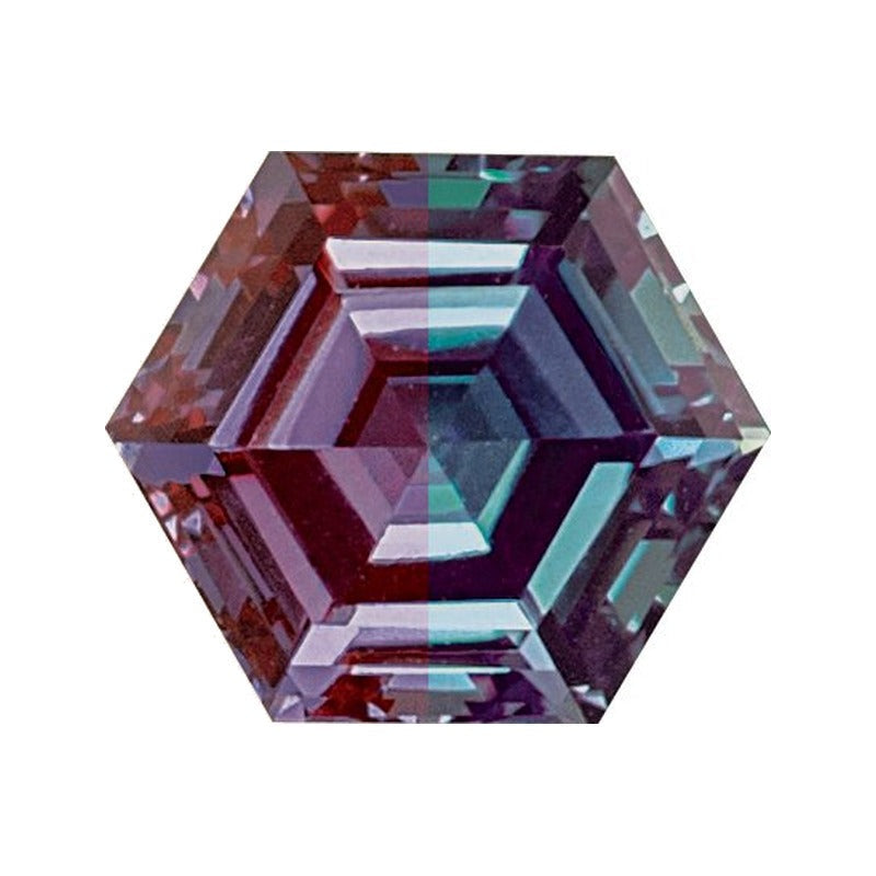 8 mm lab-grown color change alexandrite, hexagon cut | Sapphire Row · cut7