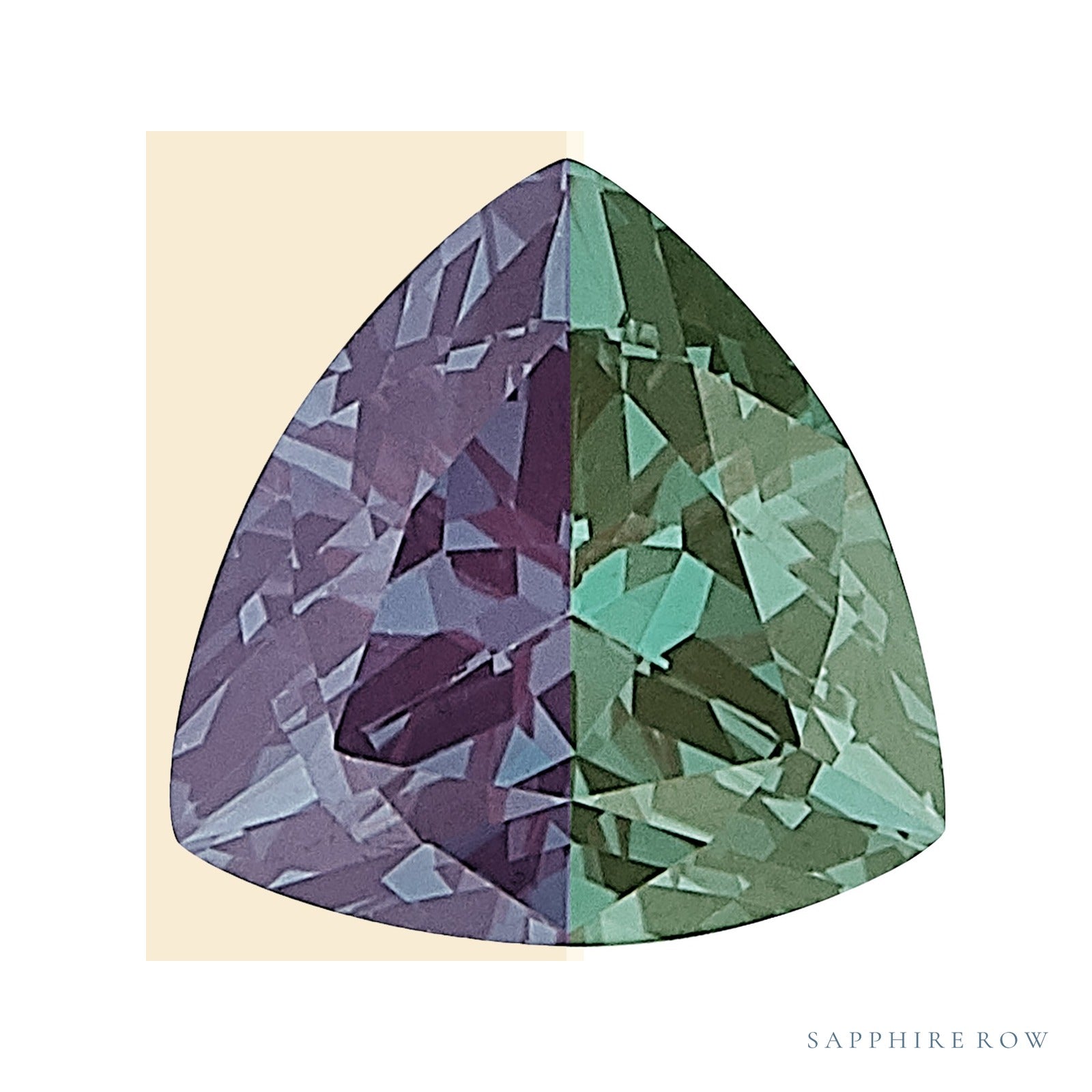 8 mm lab-grown color change alexandrite, trillion cut | Sapphire Row · cut4
