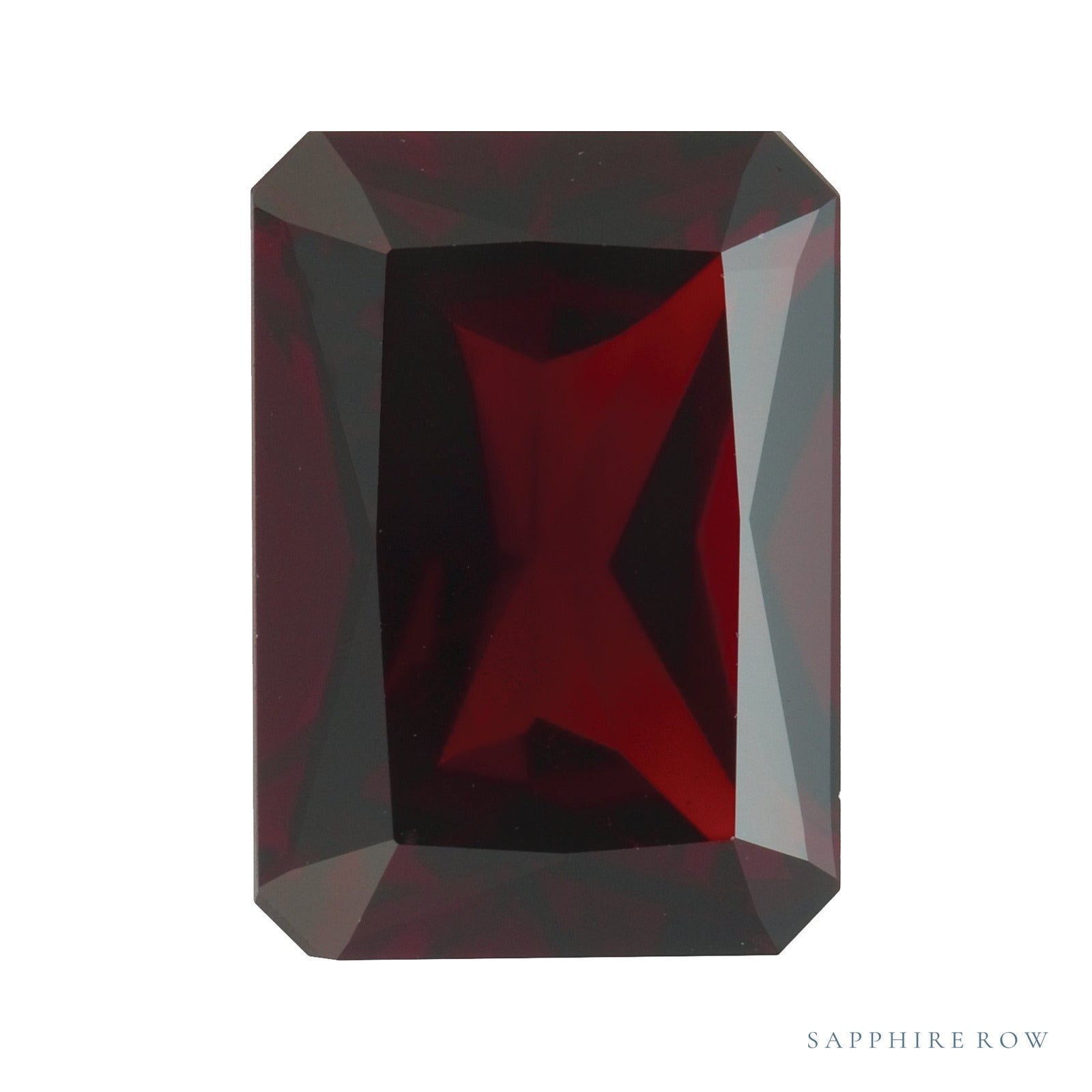 14x10 mm natural dark orange red mozambique garnet, radiant cut | Sapphire Row · cut7