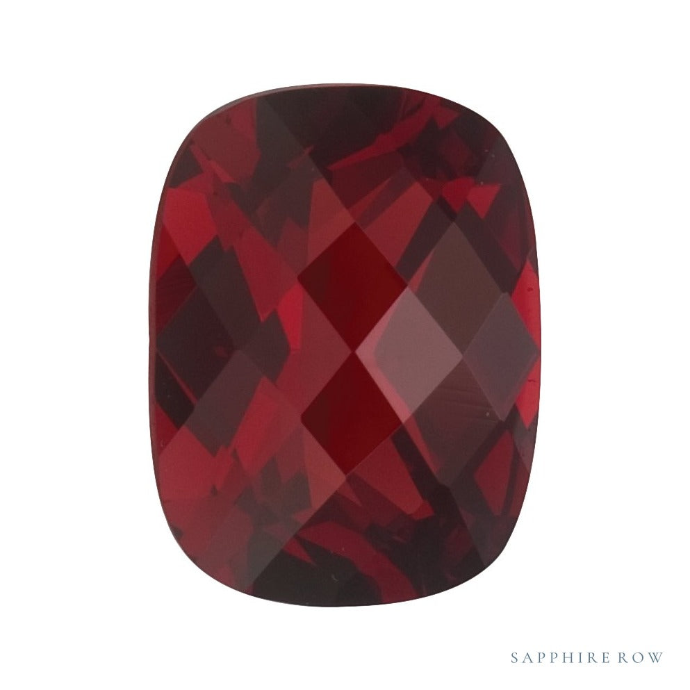 10x8 mm natural dark orange red mozambique garnet, antique cushion cut | Sapphire Row · cut7