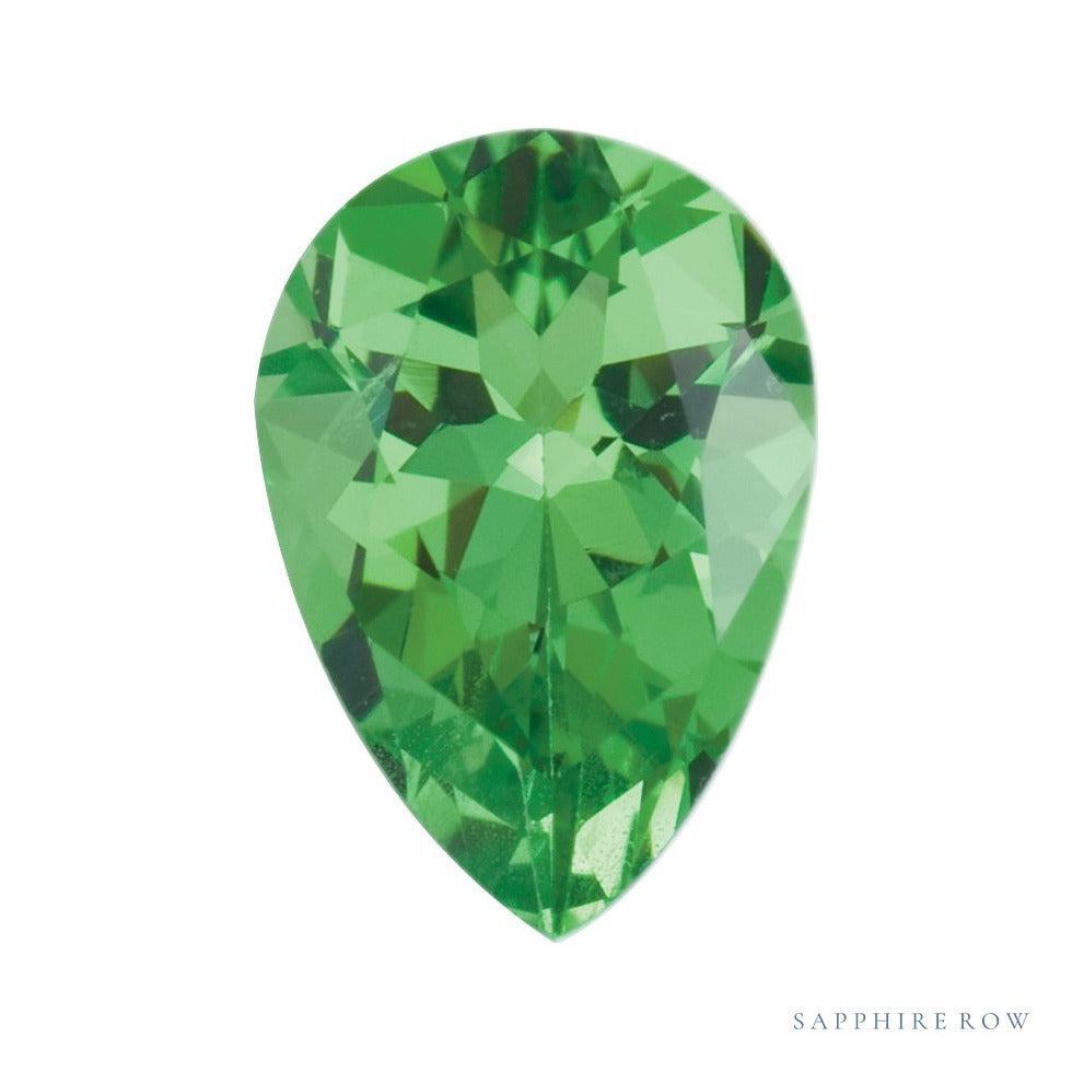 6x4 mm natural green tsavorite garnet, pear cut | Sapphire Row · cut7