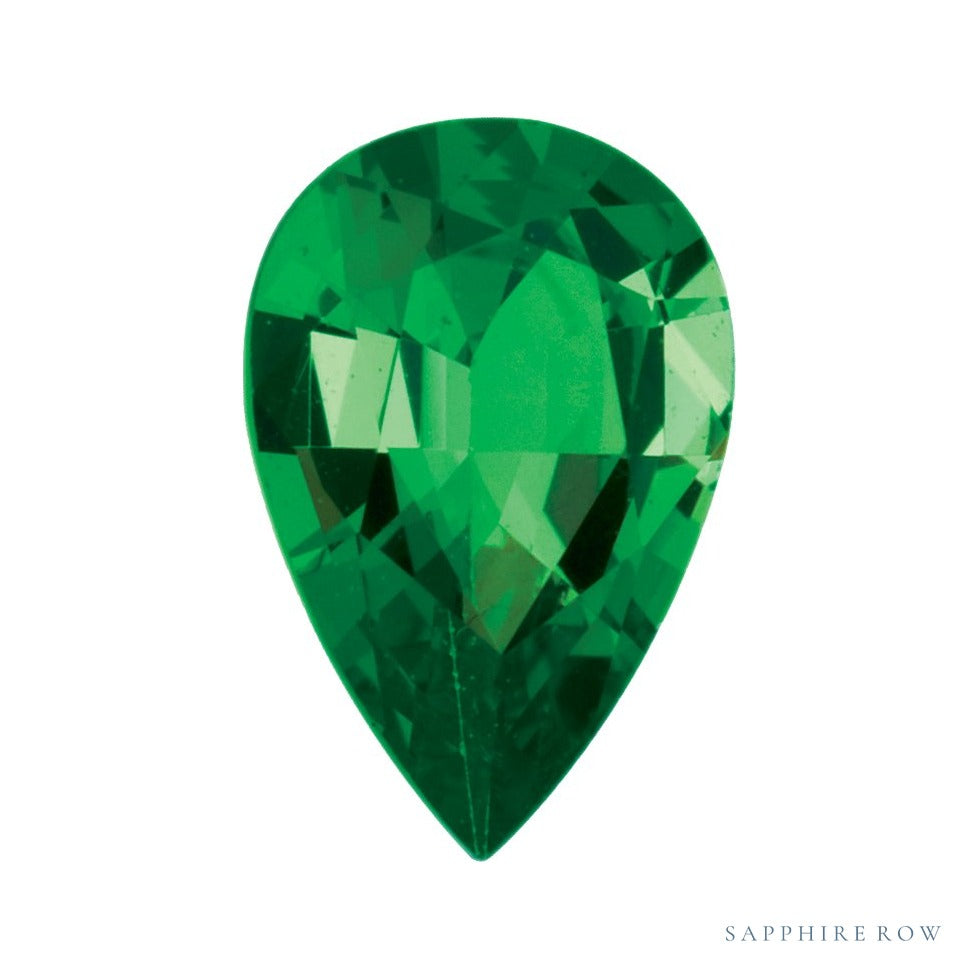 7x5 mm natural green tsavorite garnet, pear cut | Sapphire Row · cut7