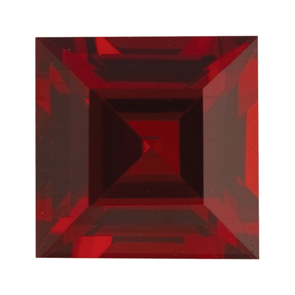 8 mm natural dark orange red mozambique garnet, square cut | Sapphire Row · cut7