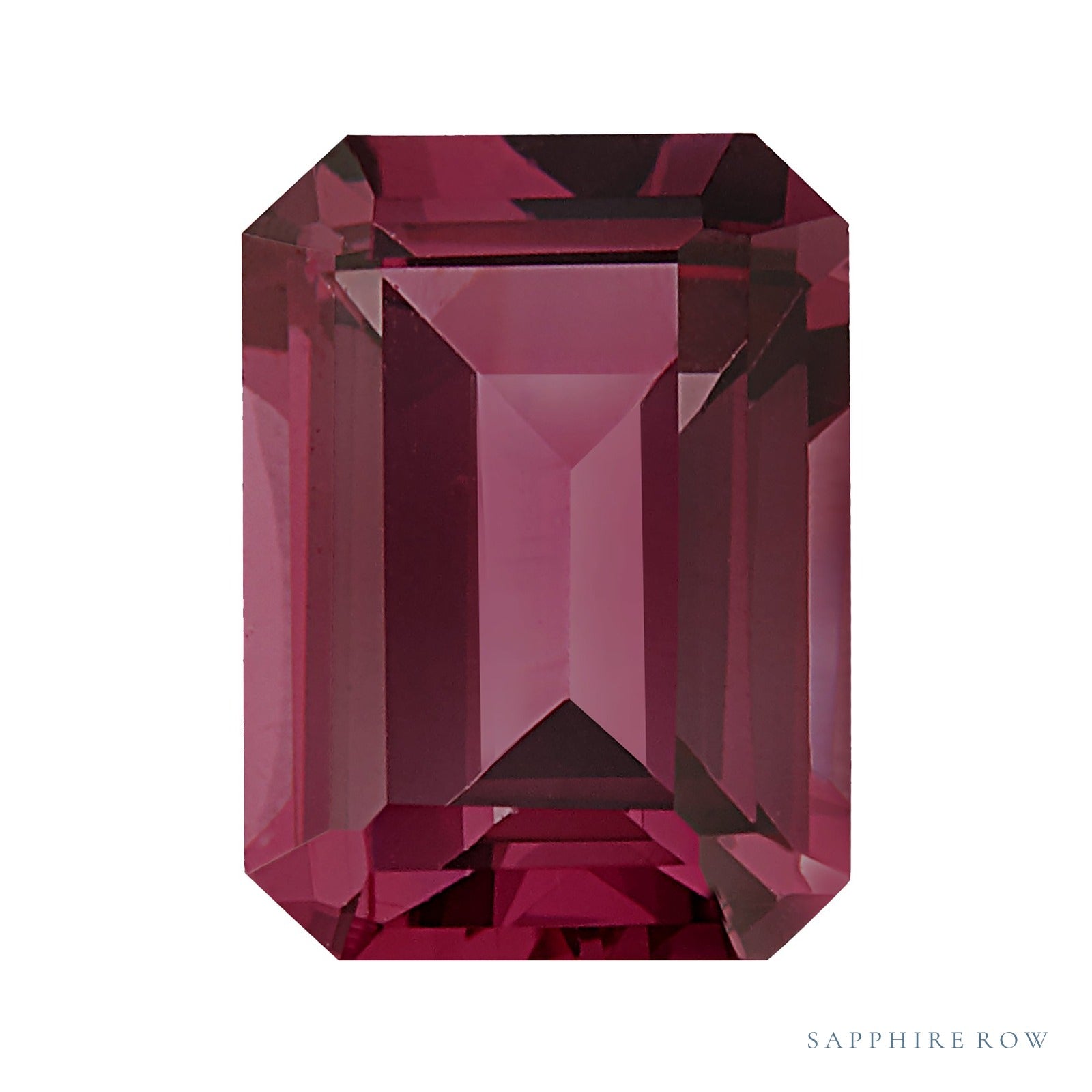 7x5 mm natural purplish red rhodolite garnet, emerald cut | Sapphire Row · cut4