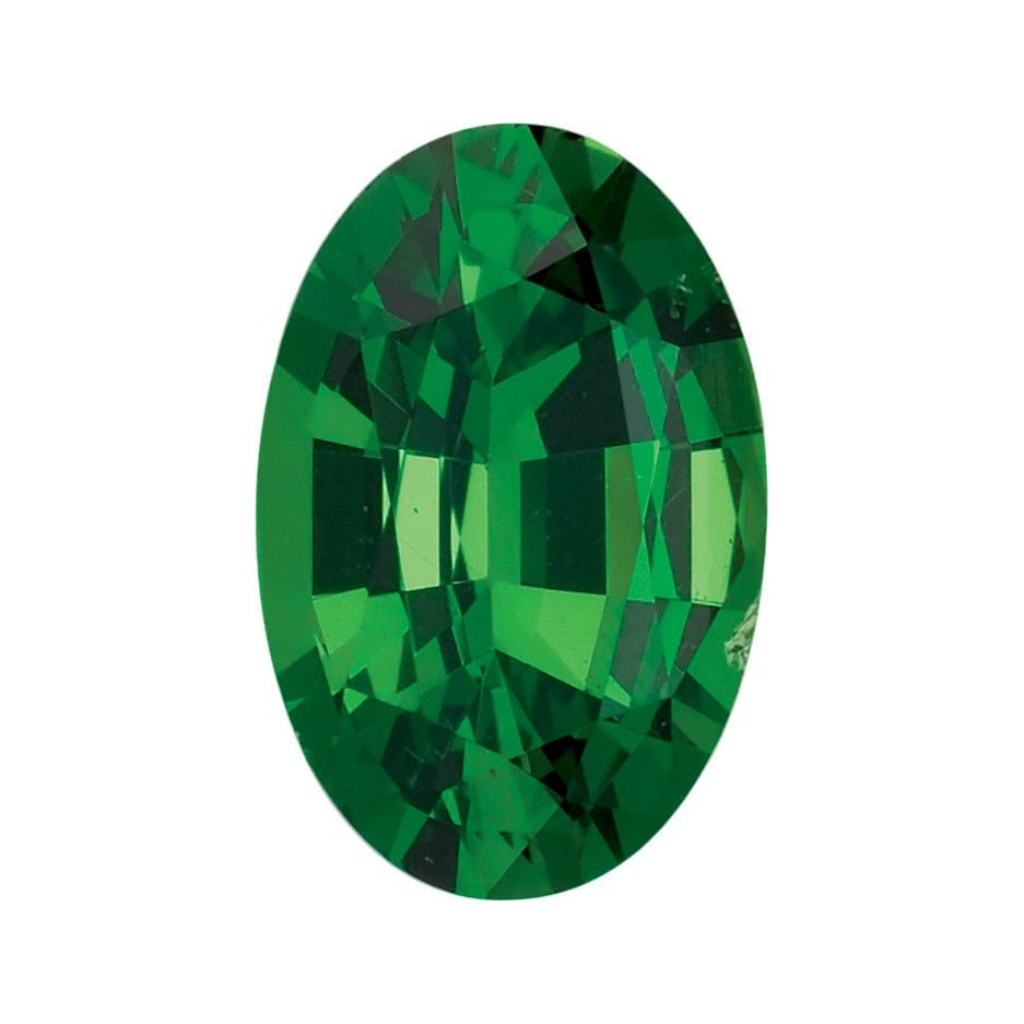 7x5 mm natural green tsavorite garnet, oval cut | Sapphire Row · cut7