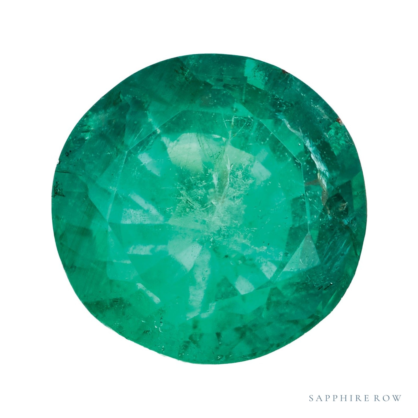 6 mm Round Natural Green Emerald – Faceted Cut – A Quality — Sapphire Row · cut4
