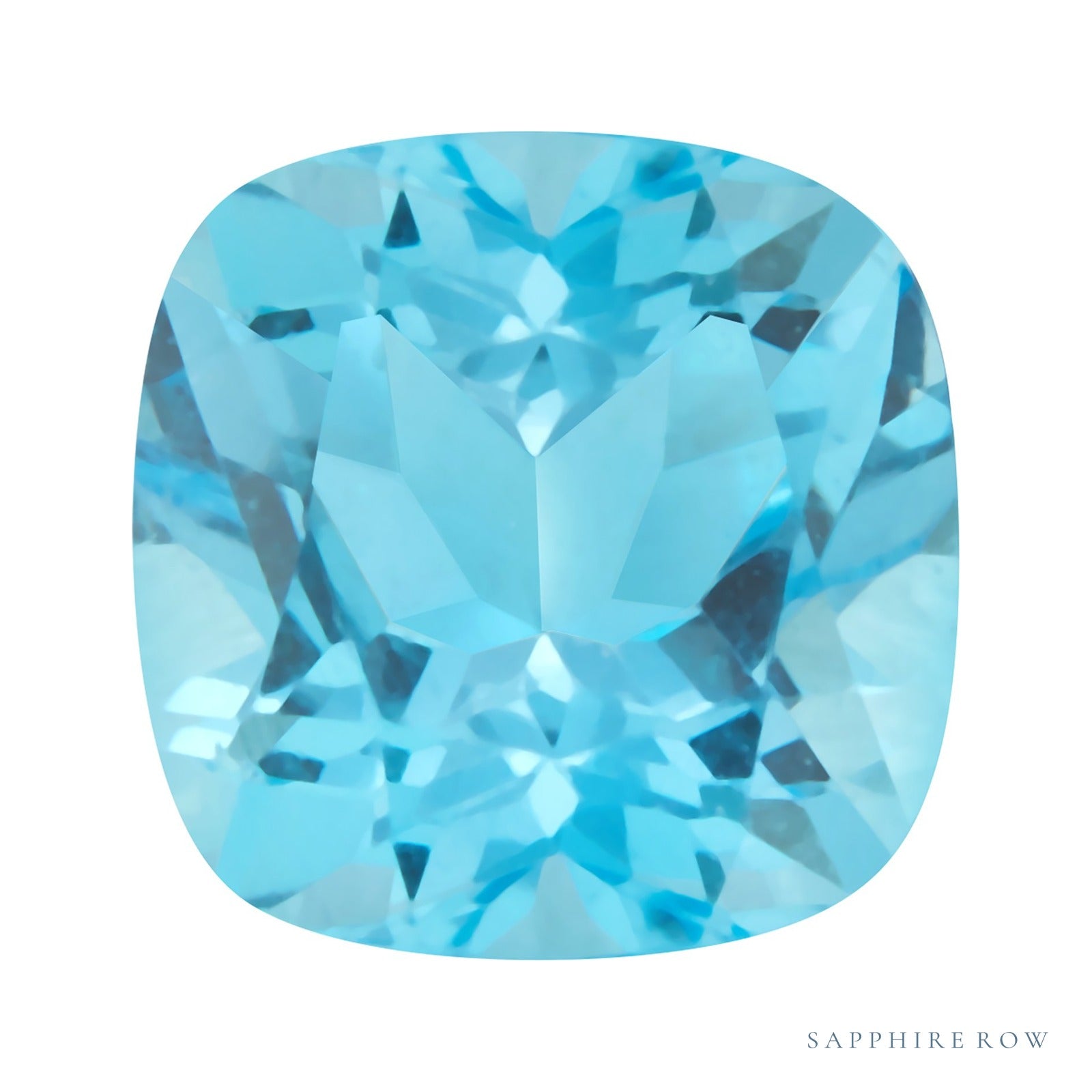 12 mm Cushion Natural Swiss Blue Topaz – Faceted Cut – AA Quality — Sapphire Row · cut4
