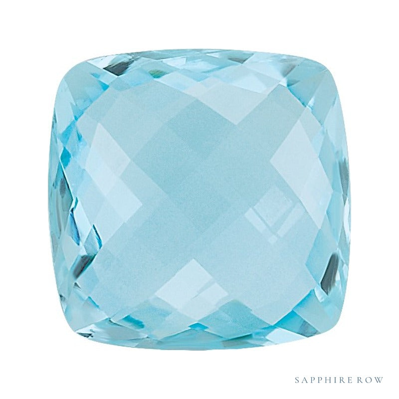 10 mm natural sky blue topaz, cushion cut | Sapphire Row · cut6