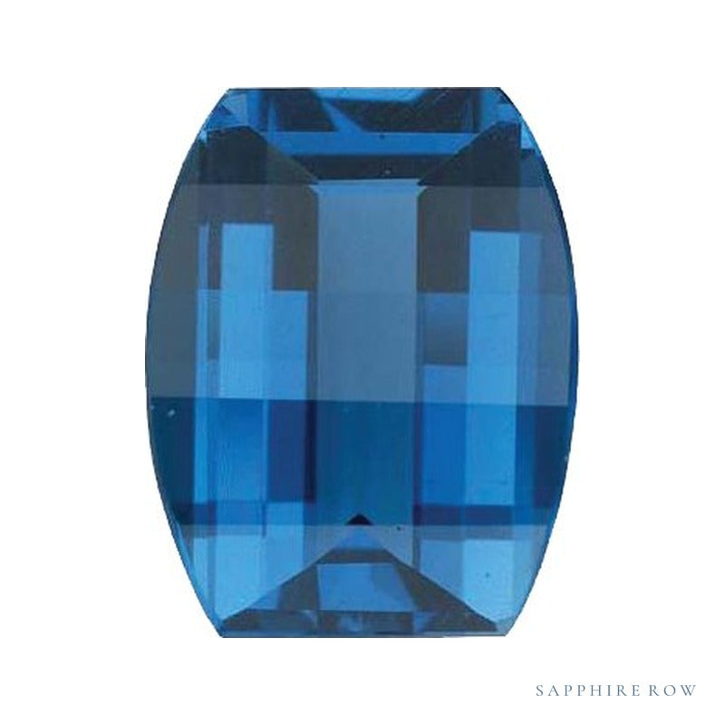 10x8 mm natural london blue topaz, barrel cut | Sapphire Row · cut7