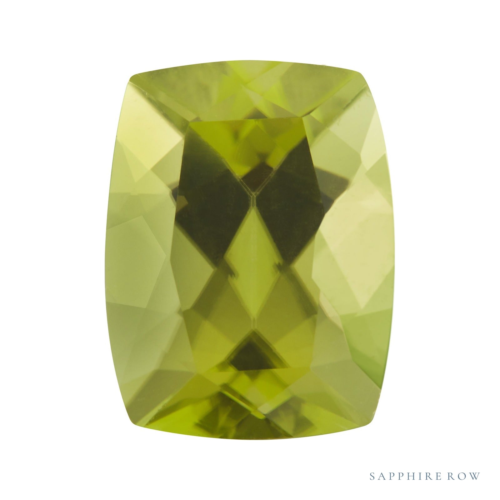 9x7 mm natural green peridot, antique cushion cut | Sapphire Row · cut7