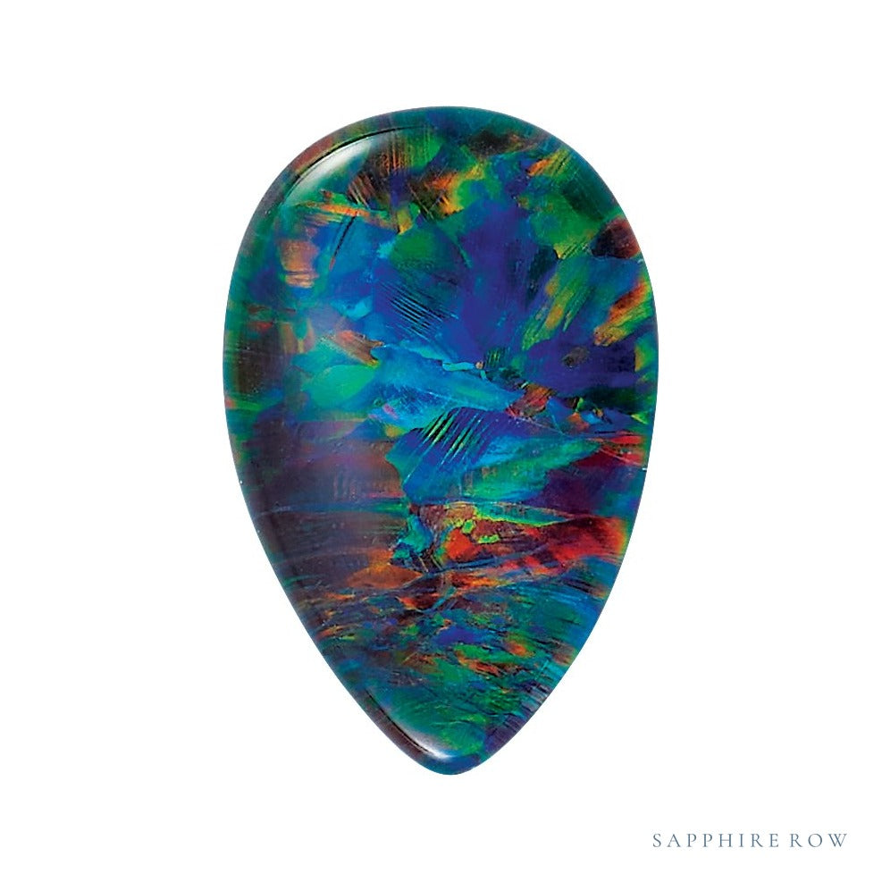 9x6 mm natural black opal, pear cut | Sapphire Row · cut4 · cut5