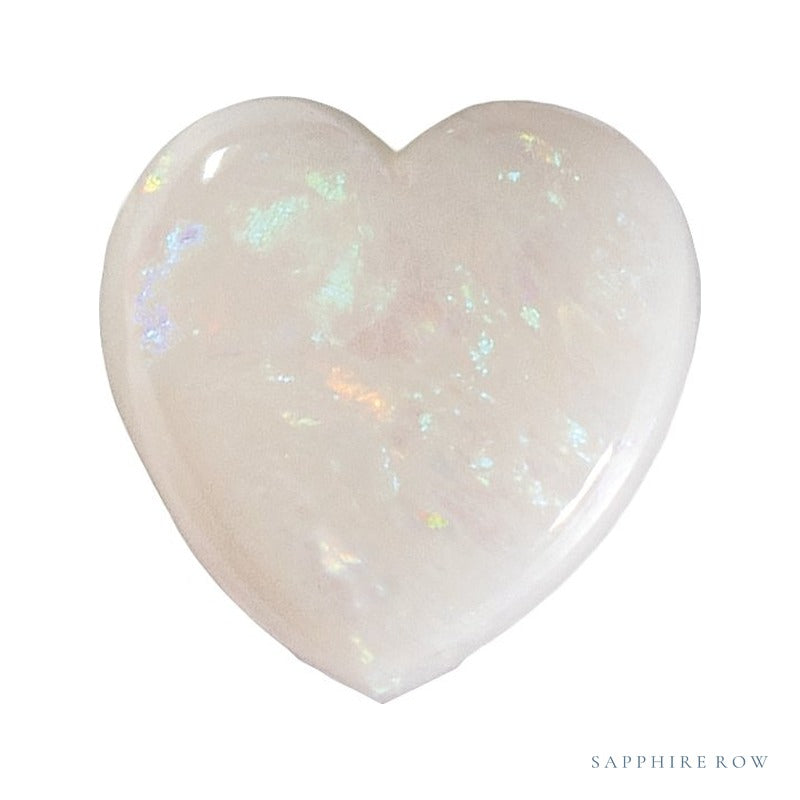 7 mm natural white opal, heart cut | Sapphire Row · cut4 · cut5