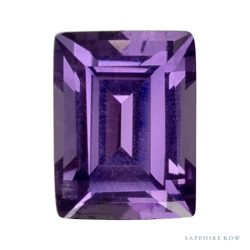 3x2 mm lab-grown purple sapphire, straight baguette cut | Sapphire Row · cut7