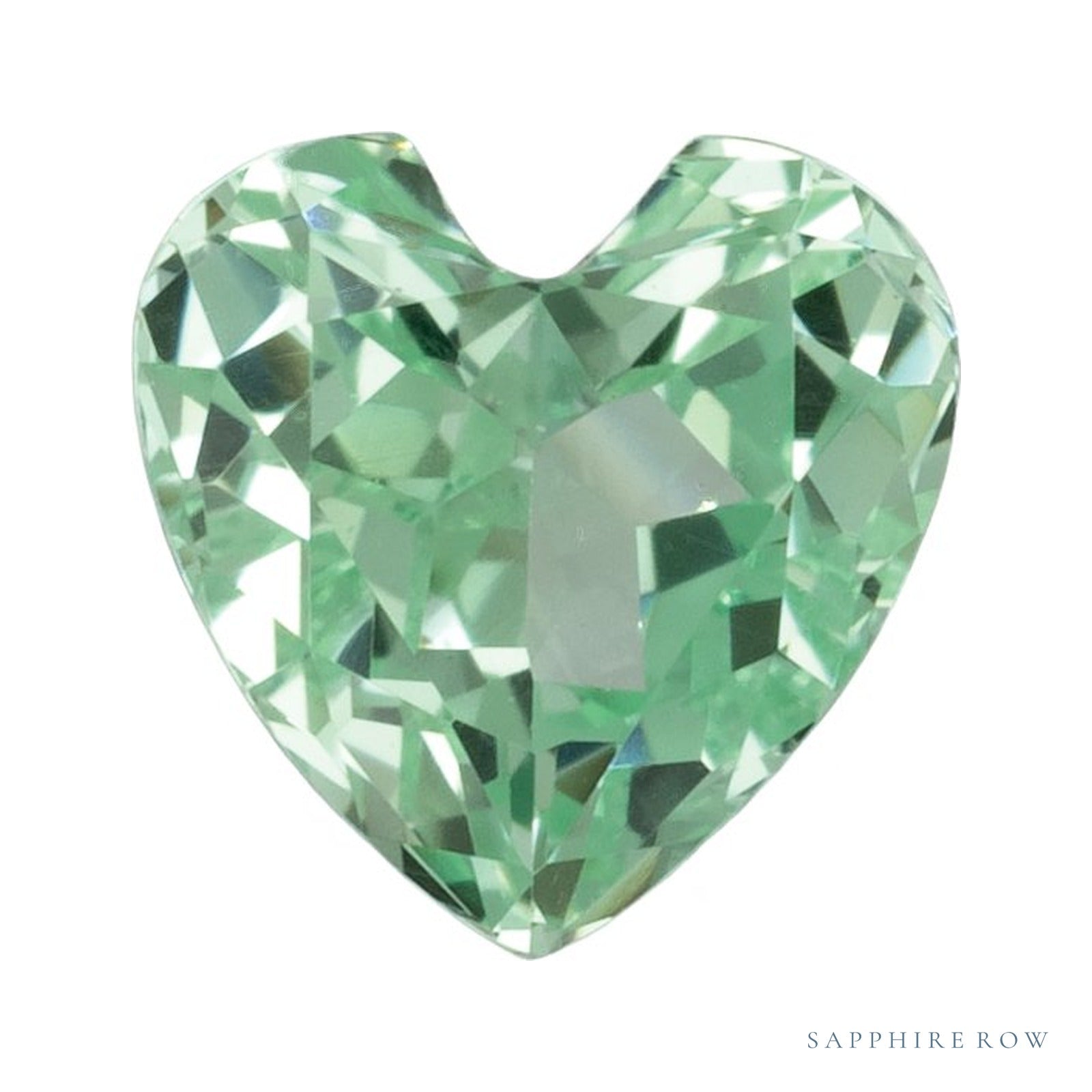 3 mm lab-grown mint green sapphire, heart cut | Sapphire Row · cut4