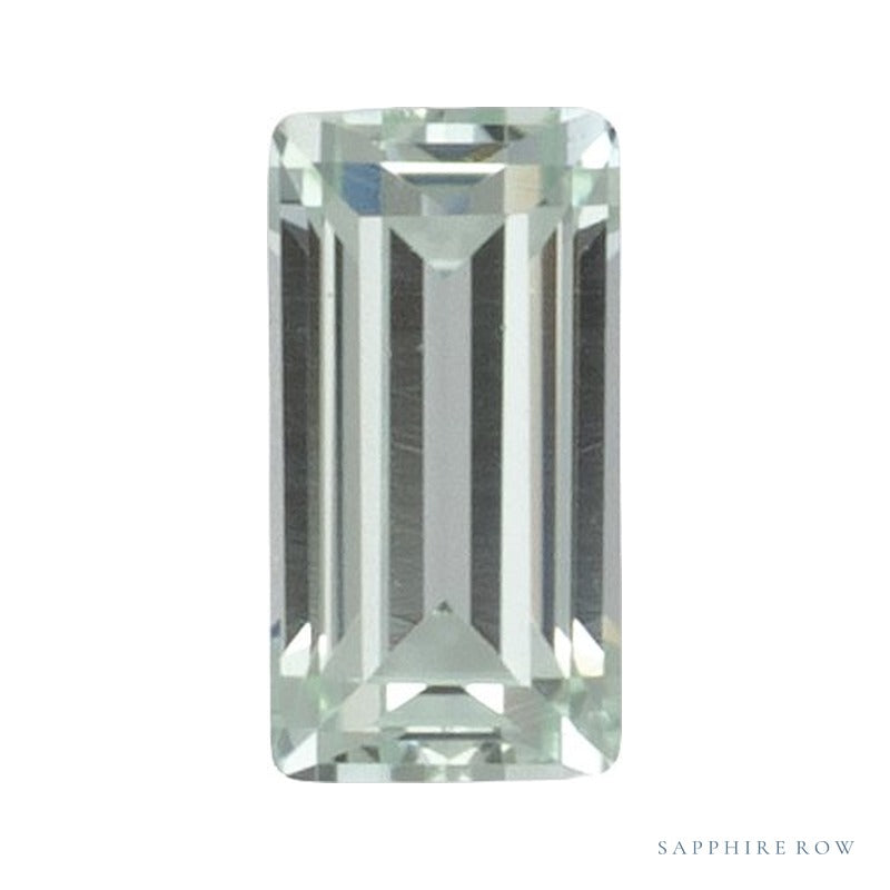 3x1.5 mm lab-grown mint green sapphire, straight baguette cut | Sapphire Row · cut7