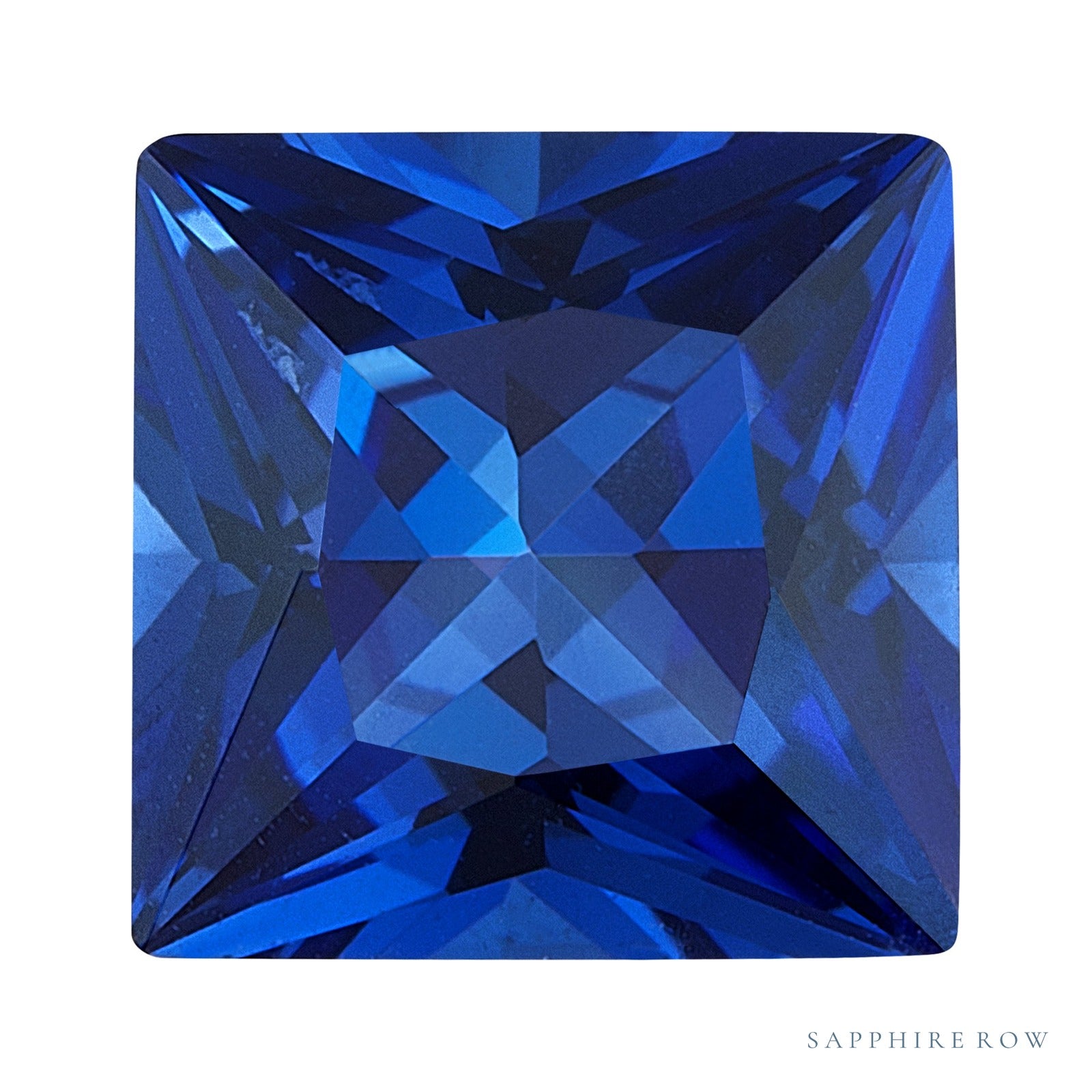 2.5 mm lab-grown blue sapphire, square cut | Sapphire Row · cut4