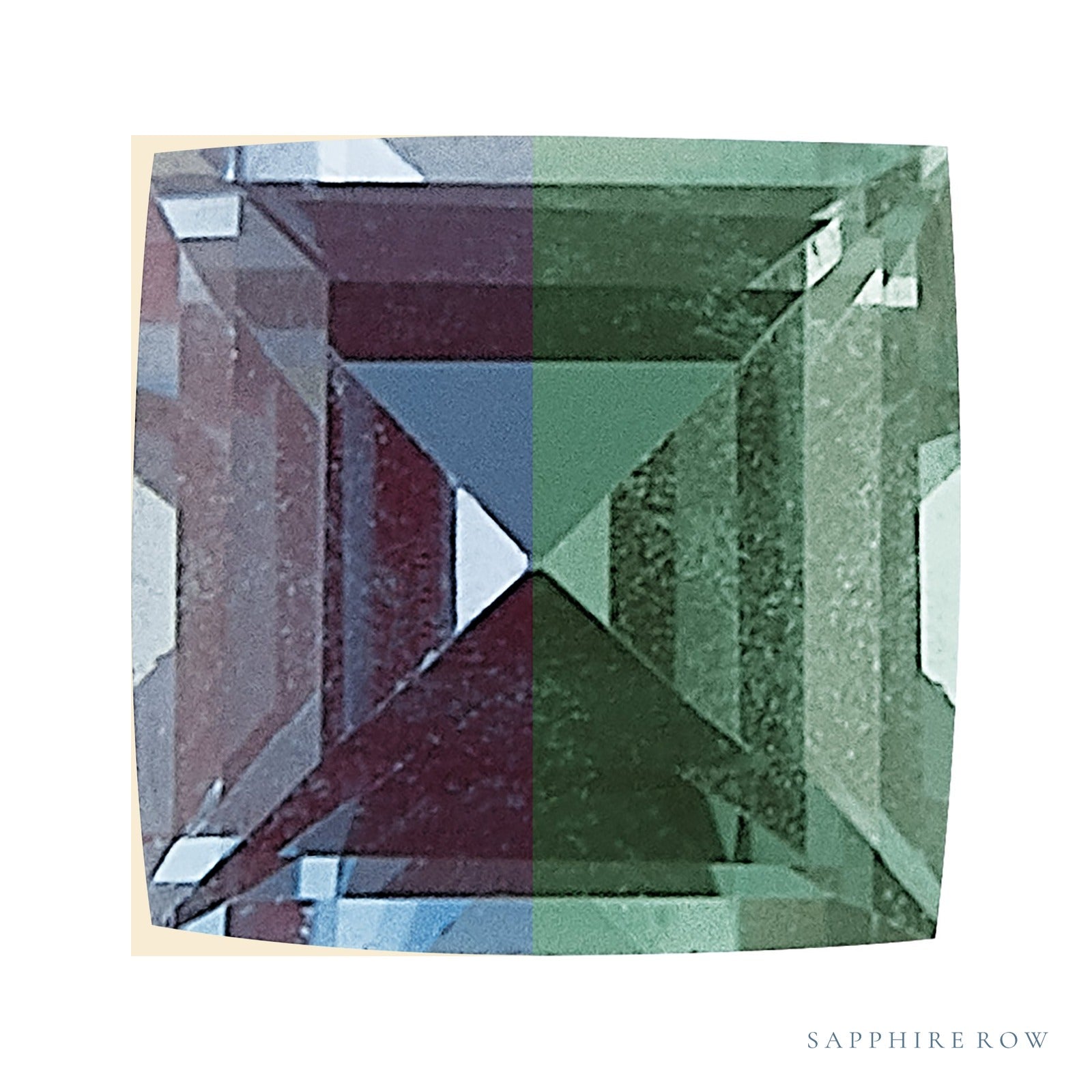2.5 mm lab-grown color change alexandrite, square cut | Sapphire Row · cut4