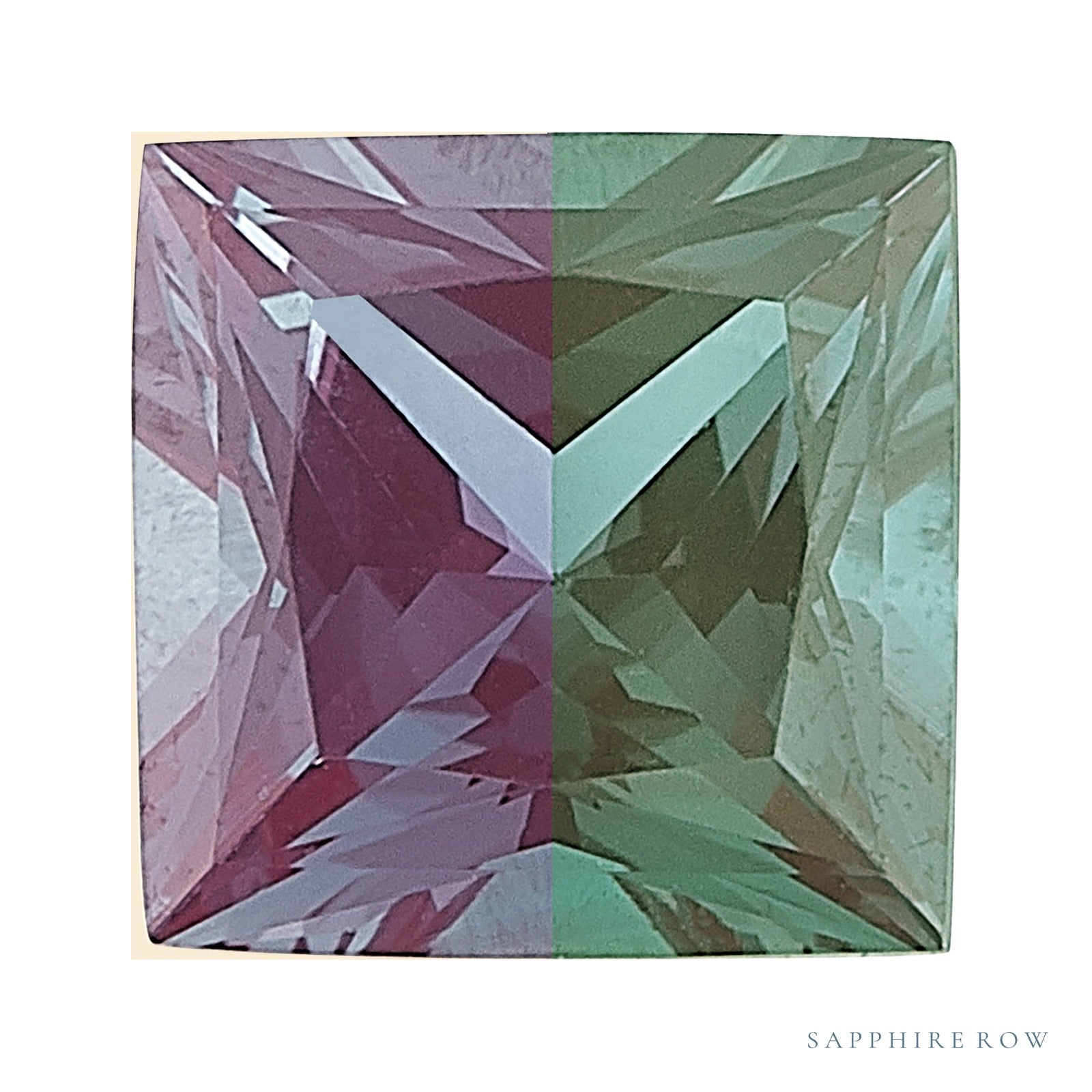 2.5 mm lab-grown color change alexandrite, square cut | Sapphire Row · cut4