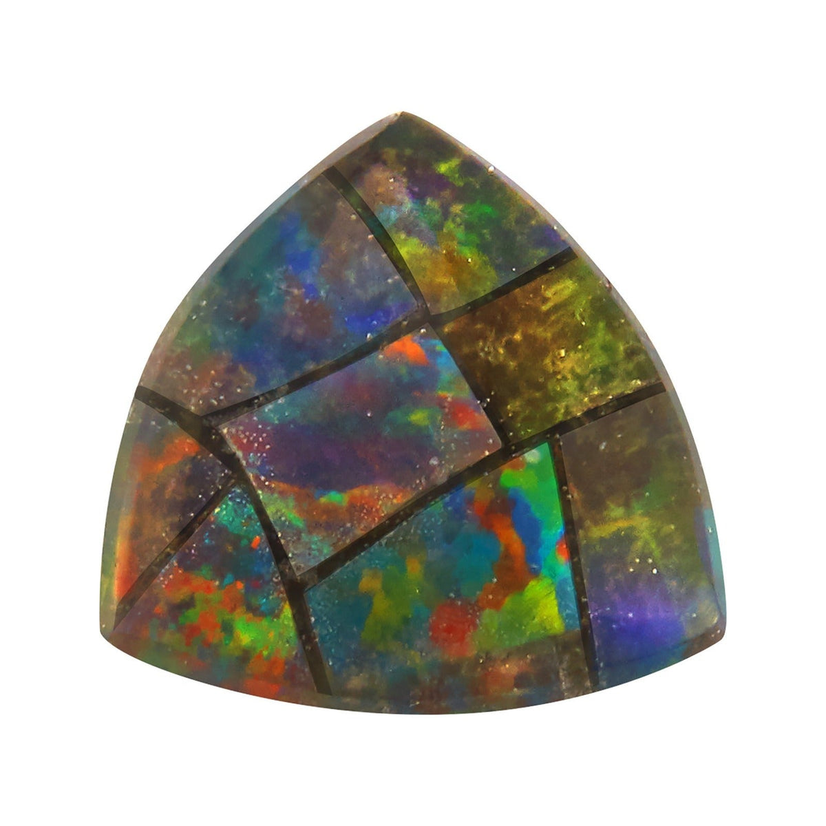 8 mm lab-grown mosaic opal (triplet), trillion cut | Sapphire Row · cut7