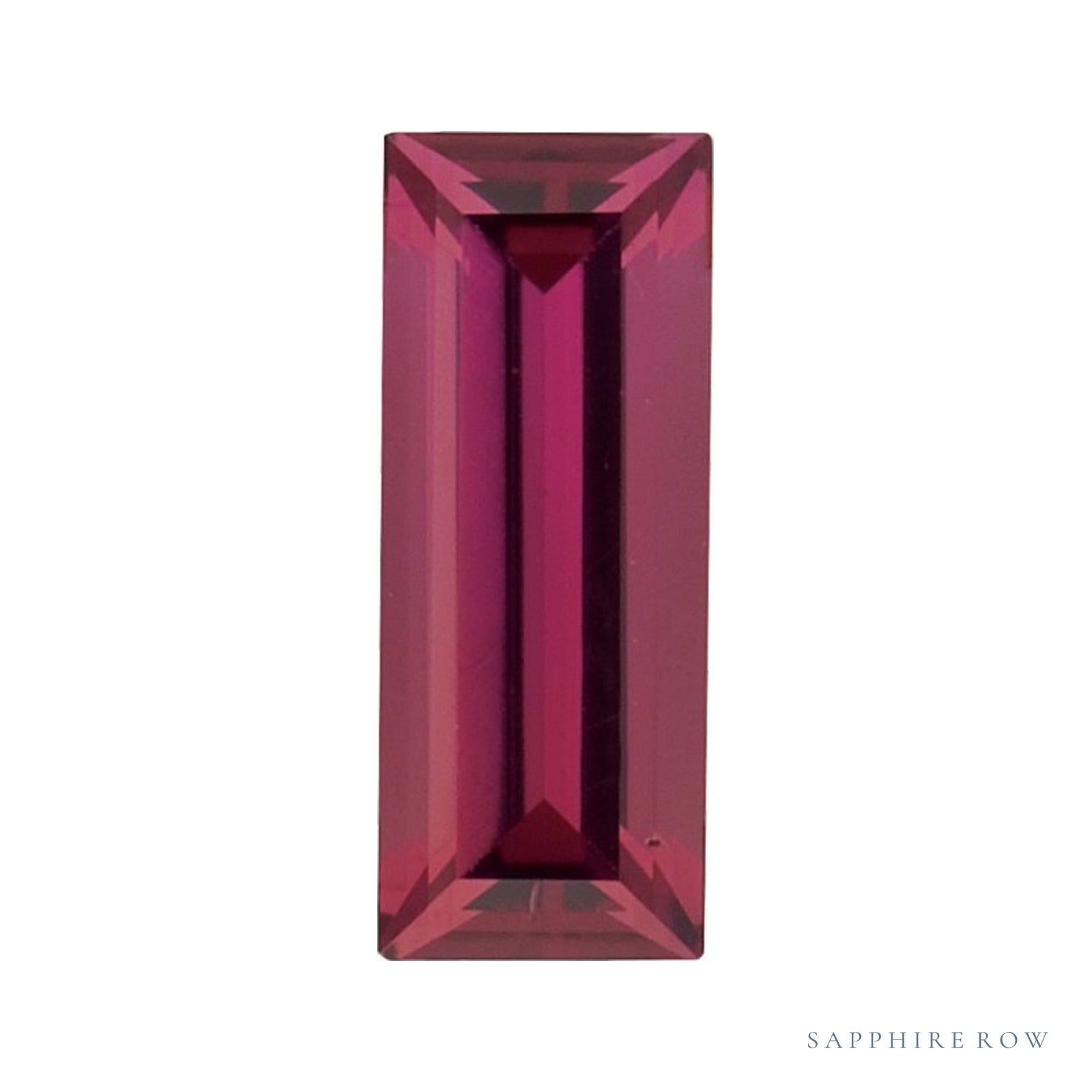 5x2 mm natural purplish red rhodolite garnet, straight baguette cut | Sapphire Row · cut4