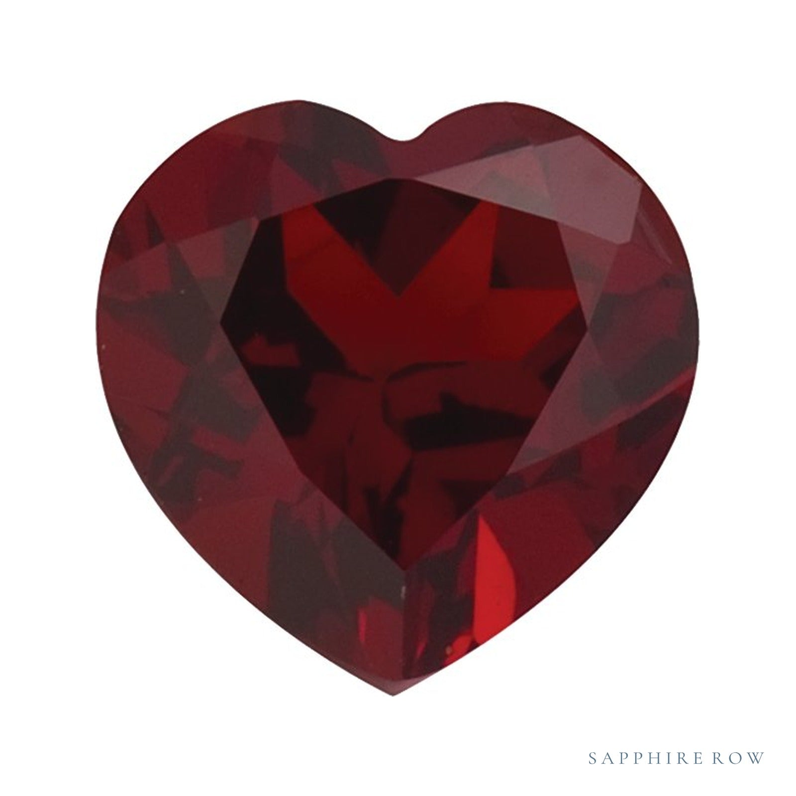7 mm natural dark orange red mozambique garnet, heart cut | Sapphire Row · cut4