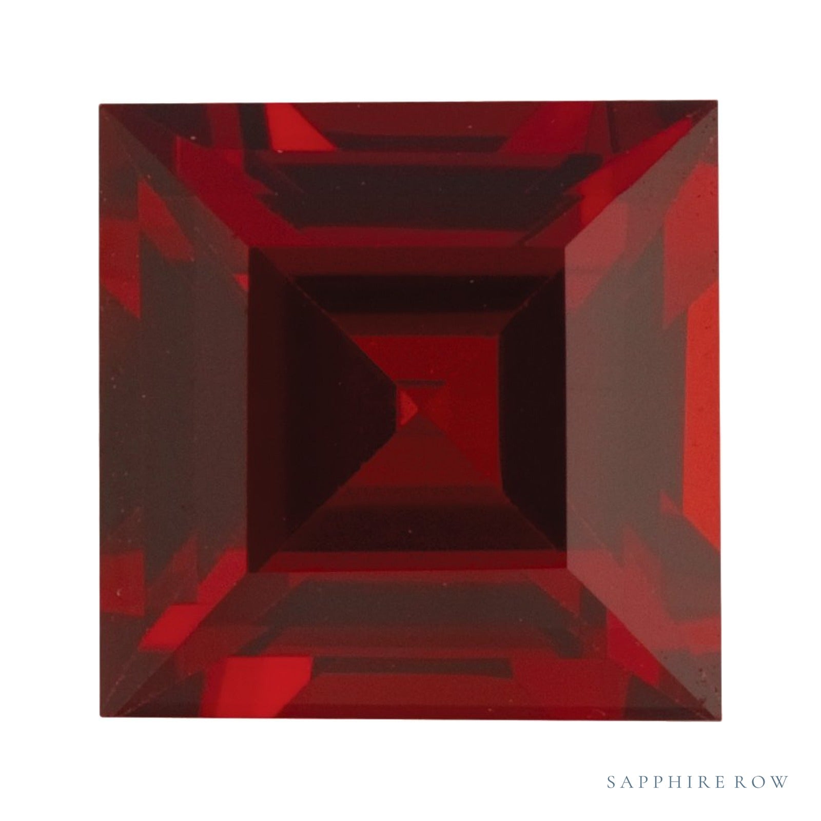 6 mm natural dark orange red mozambique garnet, square cut | Sapphire Row · cut4