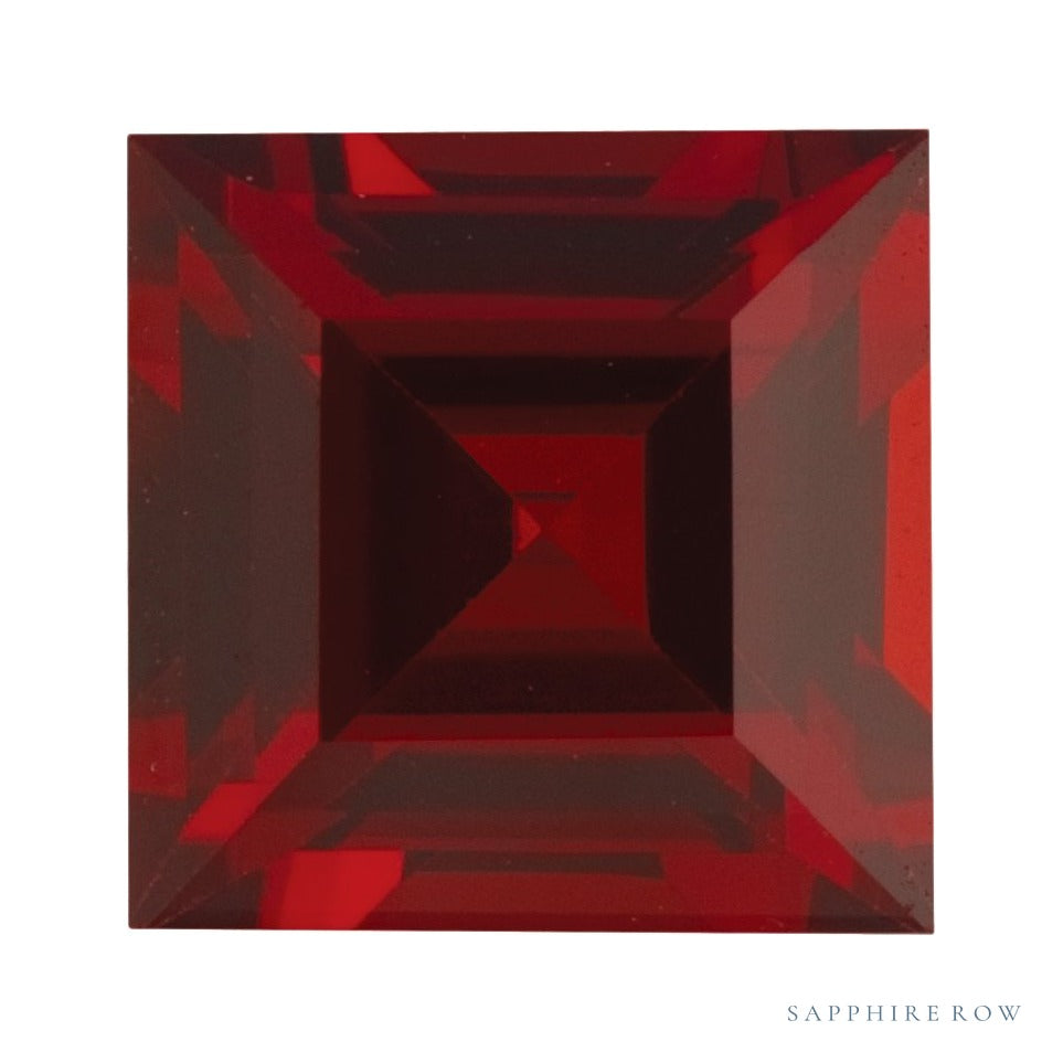 6 mm natural dark orange red mozambique garnet, square cut | Sapphire Row · cut7
