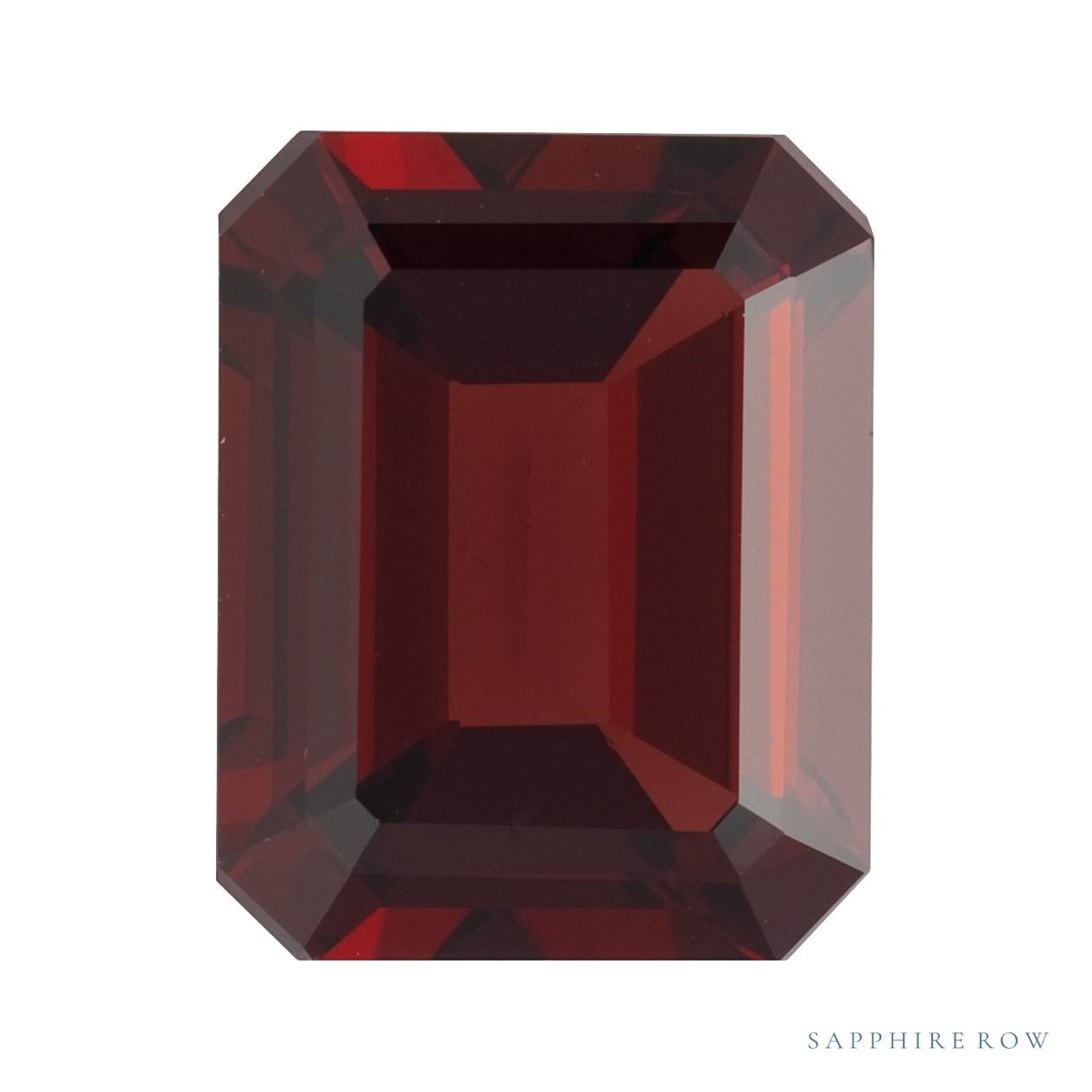 8x6 mm natural dark orange red mozambique garnet, emerald cut | Sapphire Row · cut4 · cut5