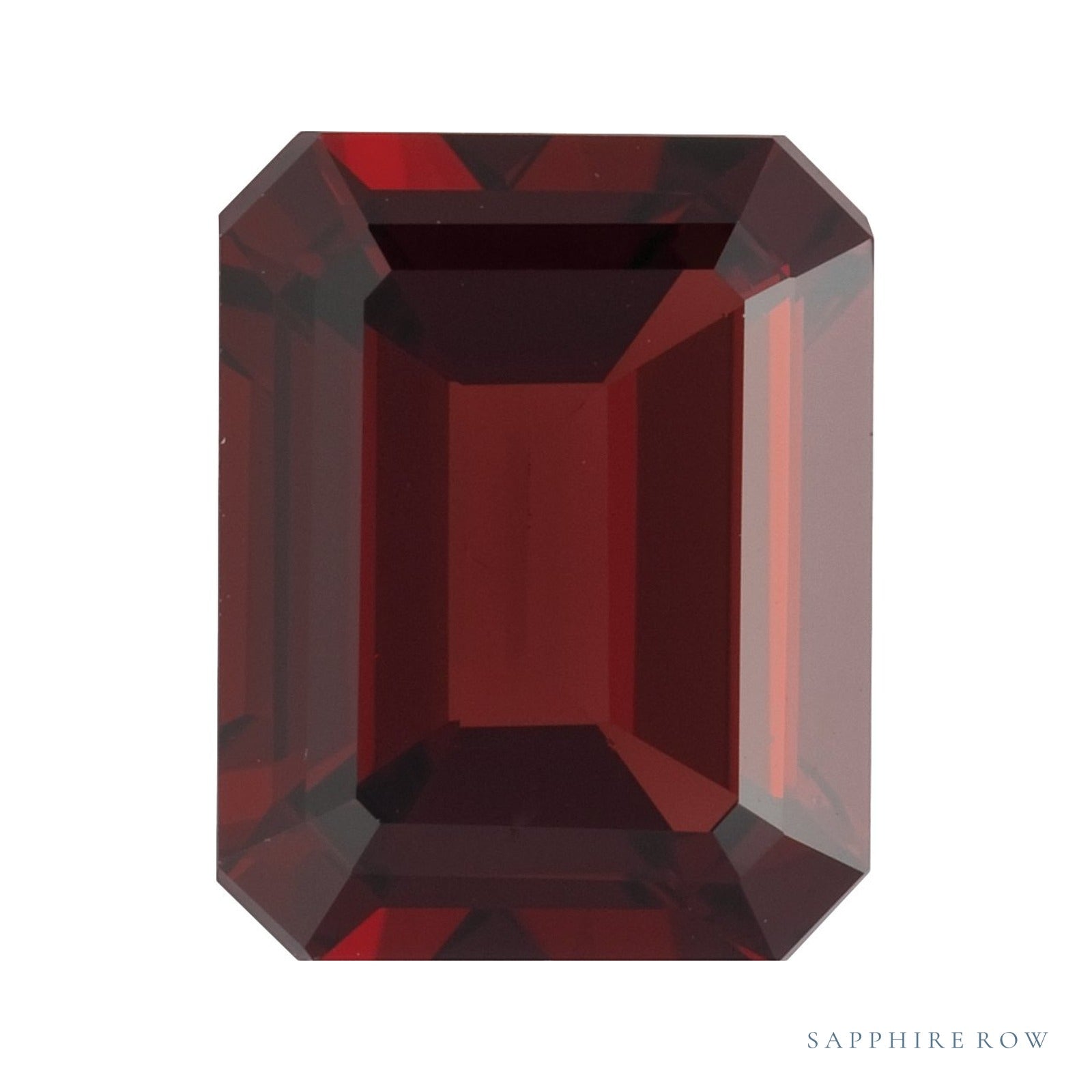 8x6 mm natural dark orange red mozambique garnet, emerald cut | Sapphire Row · cut4