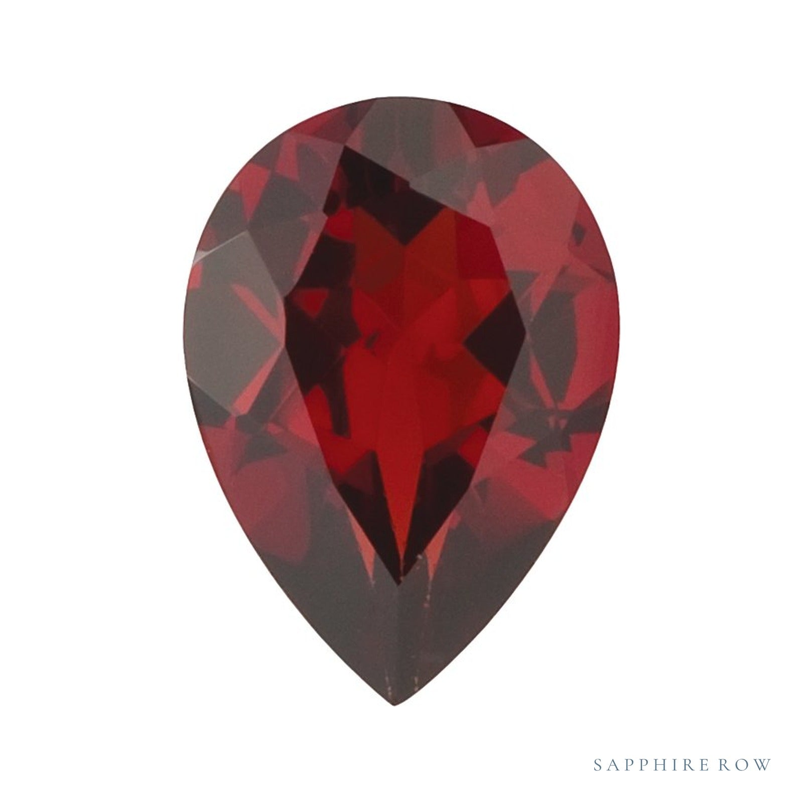 10x7 mm natural dark orange red mozambique garnet, pear cut | Sapphire Row · cut4