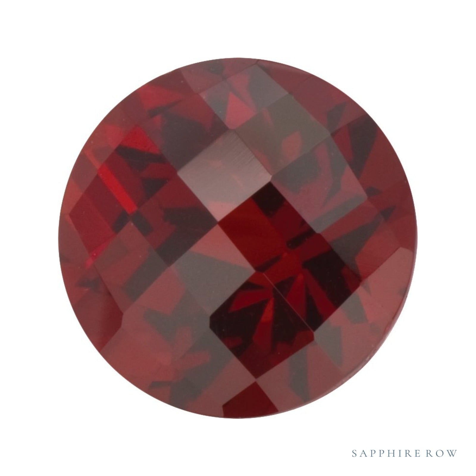 7 mm natural dark orange red mozambique garnet, round cut | Sapphire Row · cut4