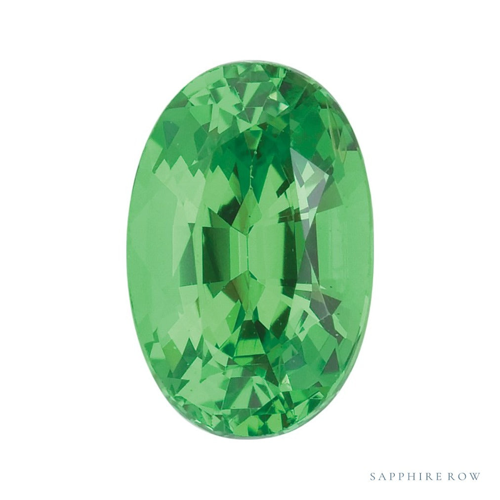 4x3 mm natural green tsavorite garnet, oval cut | Sapphire Row · cut7