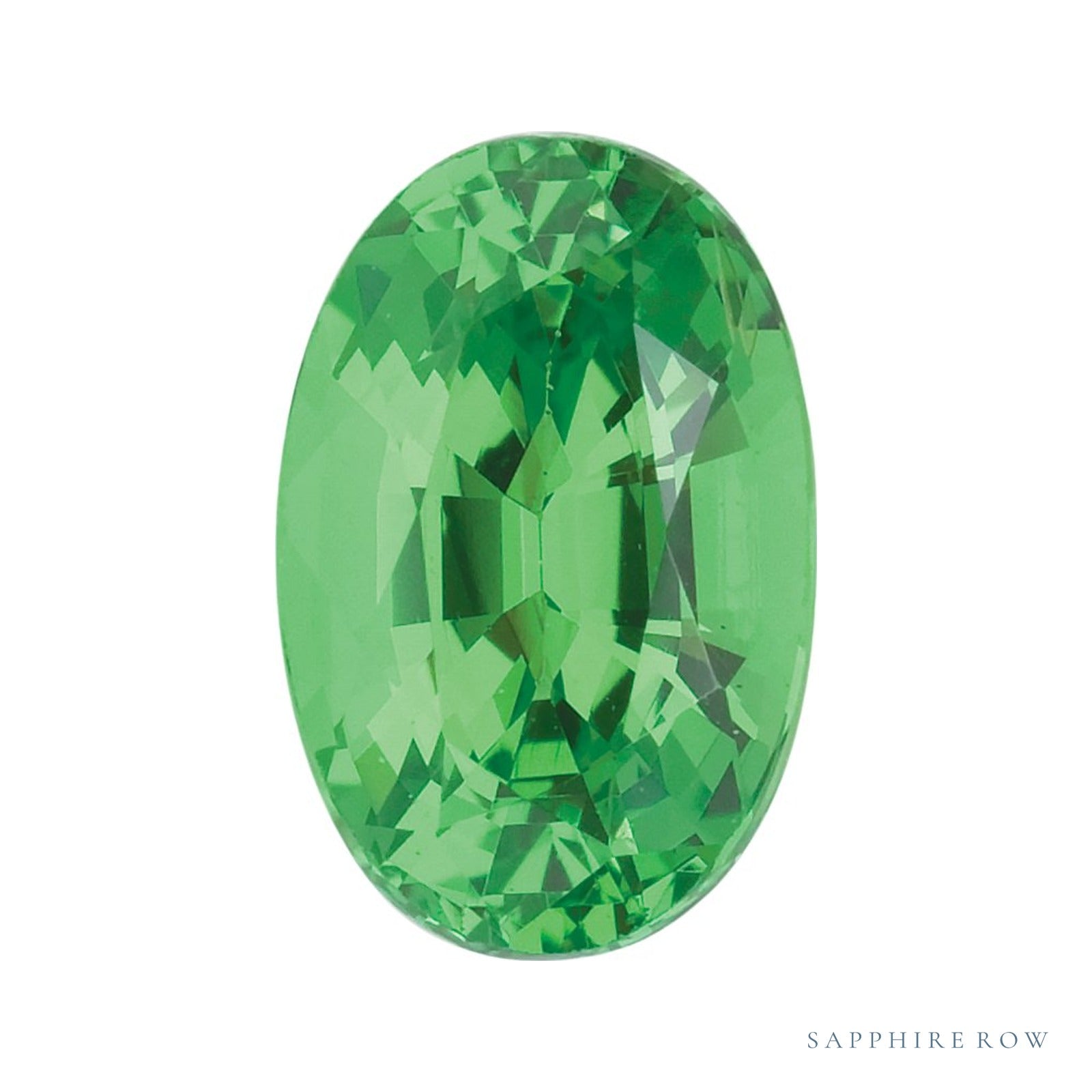 4x3 mm natural green tsavorite garnet, oval cut | Sapphire Row · cut4