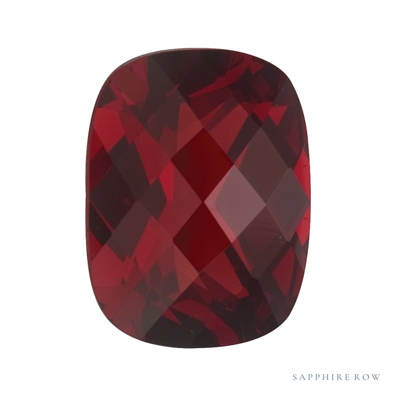 8x6 mm natural dark orange red mozambique garnet, antique cushion cut | Sapphire Row · cut4