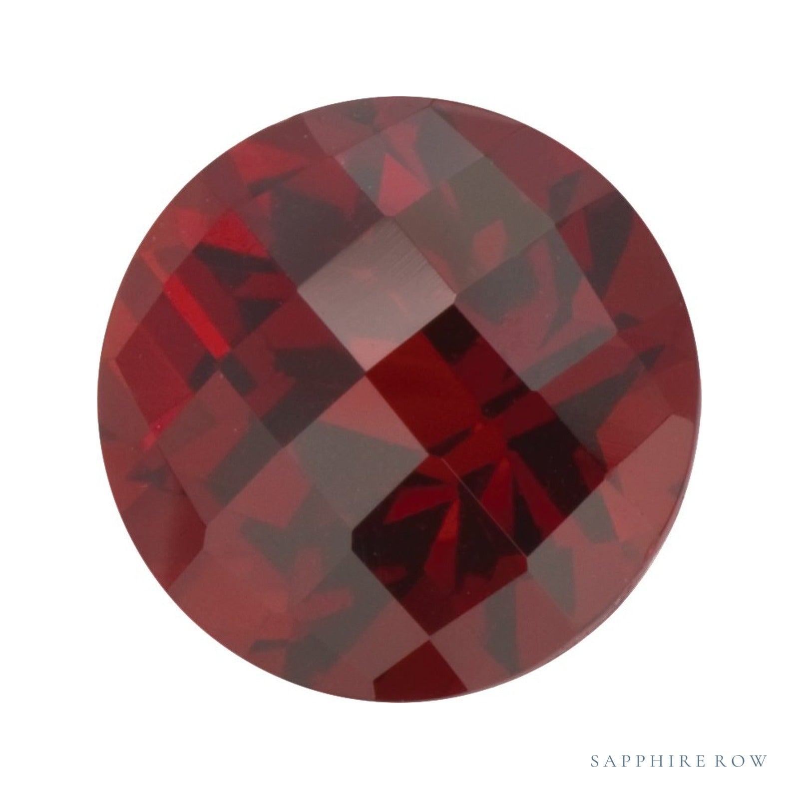 8 mm natural dark orange red mozambique garnet, round cut | Sapphire Row · cut4