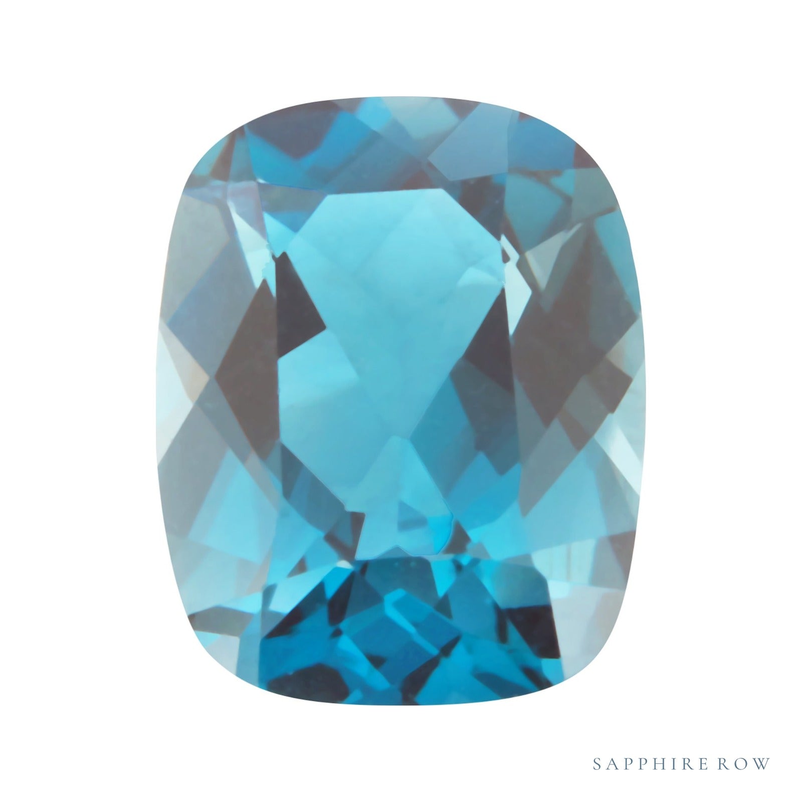 8x6 mm natural london blue topaz, antique cushion cut | Sapphire Row · cut4