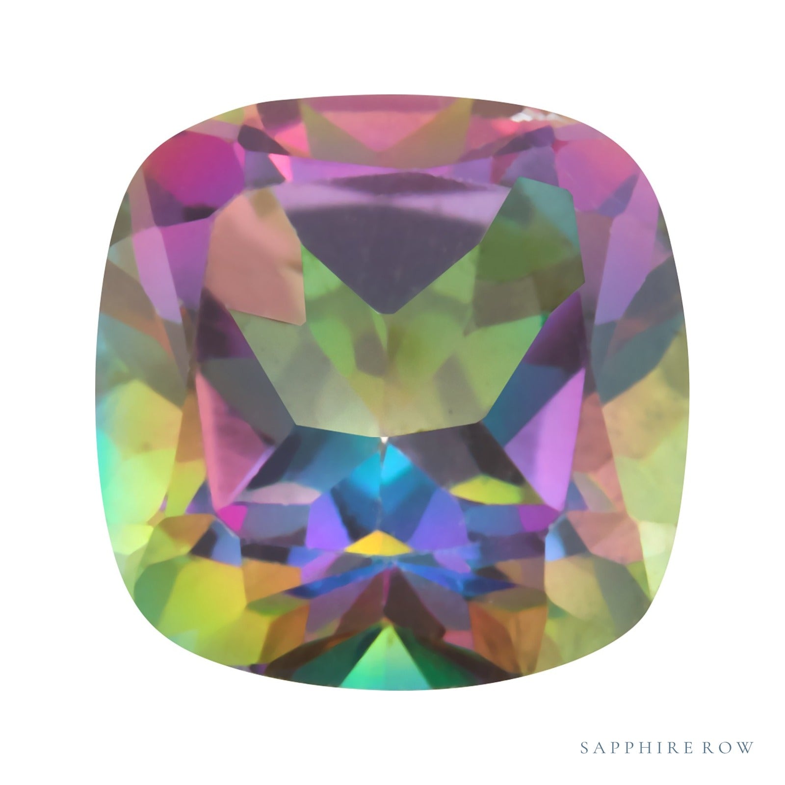 8 mm natural green mystic topaz, cushion cut | Sapphire Row · cut4