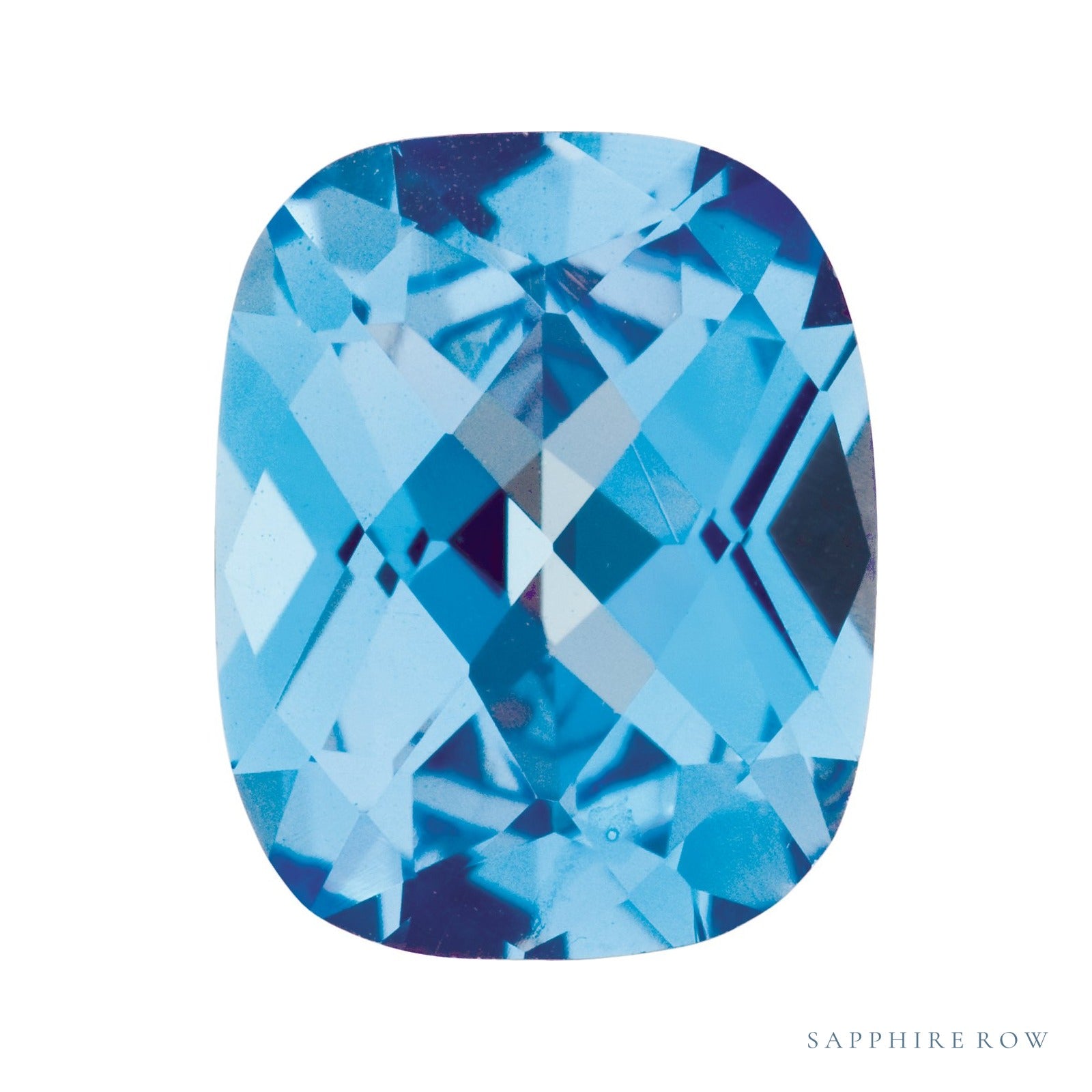 8x6 mm natural swiss blue topaz, antique cushion cut | Sapphire Row · cut4