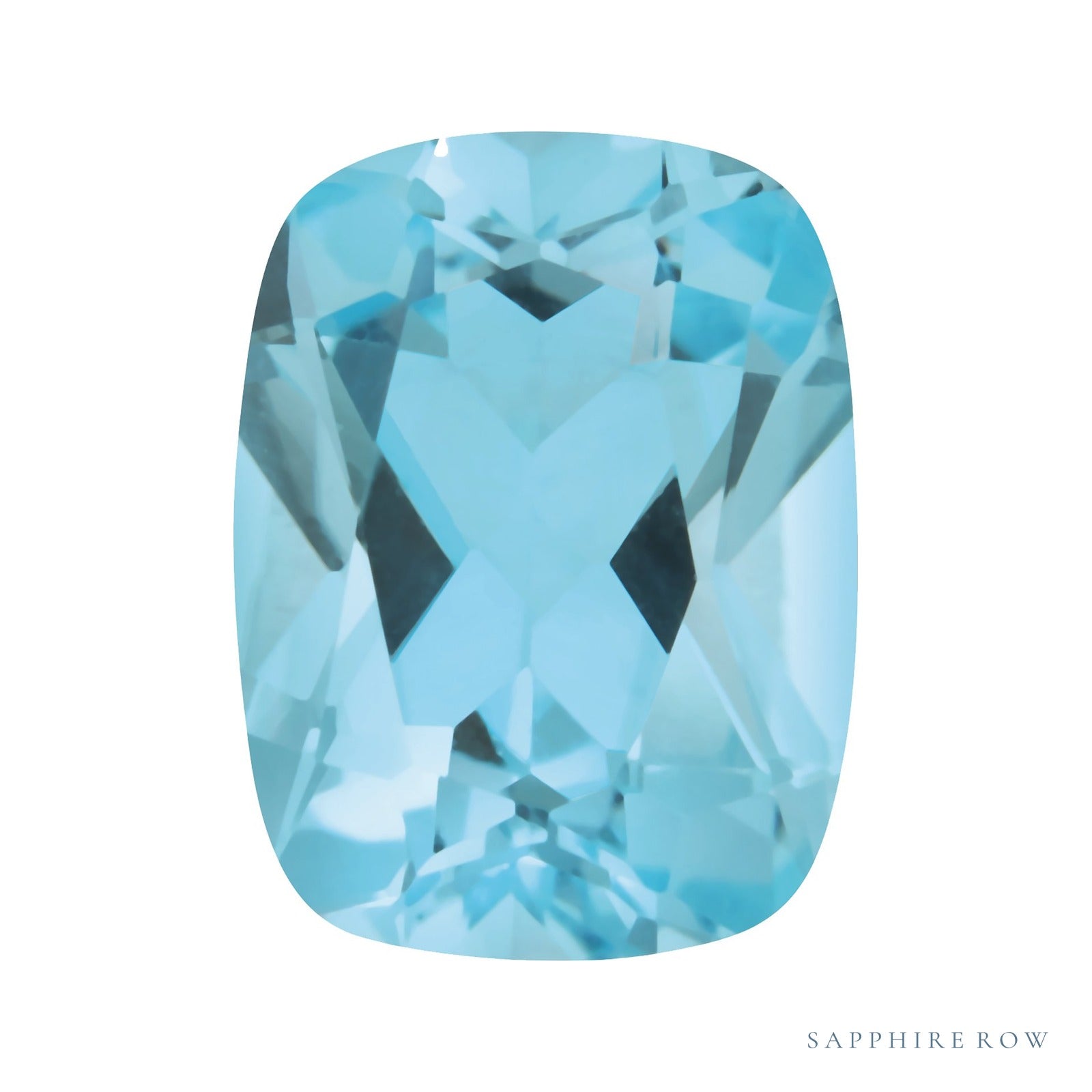 10x8 mm natural sky blue topaz, antique cushion cut | Sapphire Row · cut4