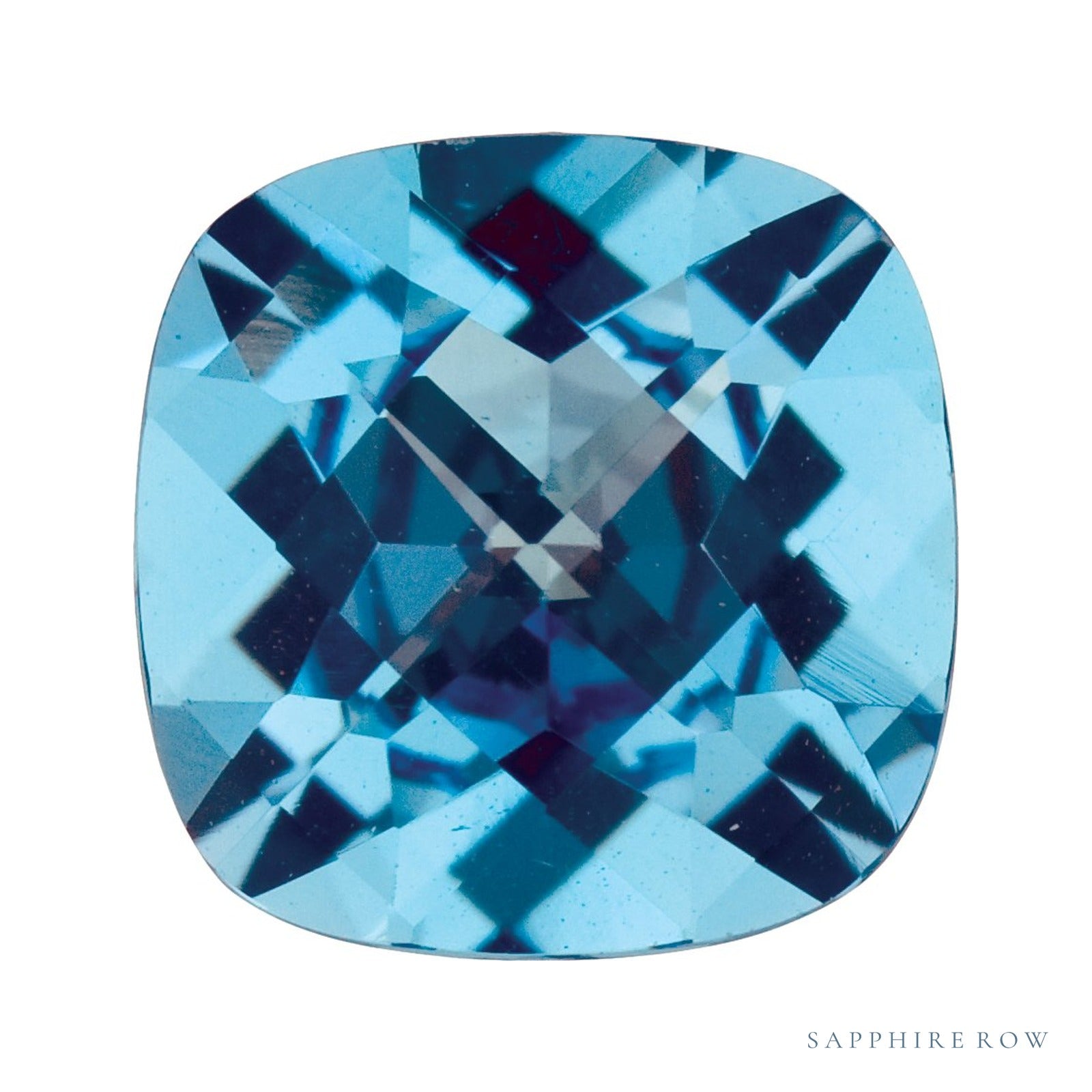 6 mm natural swiss blue topaz, cushion cut | Sapphire Row · cut4