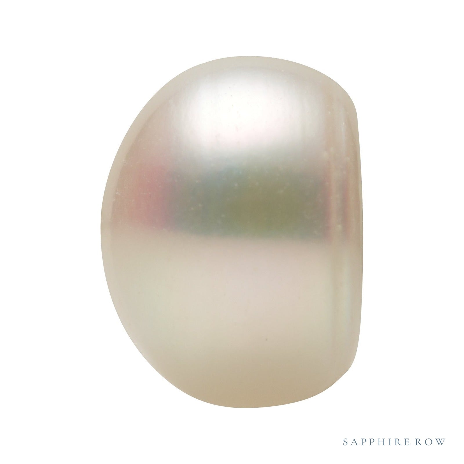 10.9 mm white cultured freshwater pearl, button cut | Sapphire Row · cut4